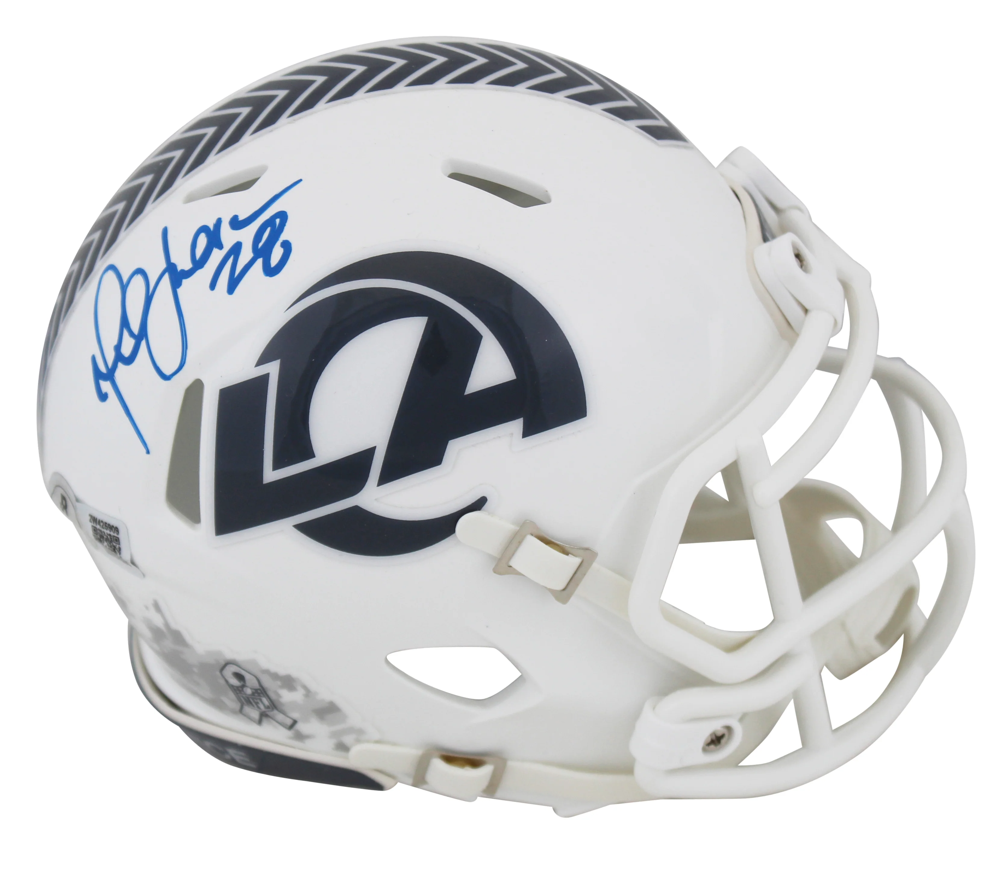 Rams Marshall Faulk Signed Salute To Service III Speed Mini Helmet BAS Witnessed - Image 2