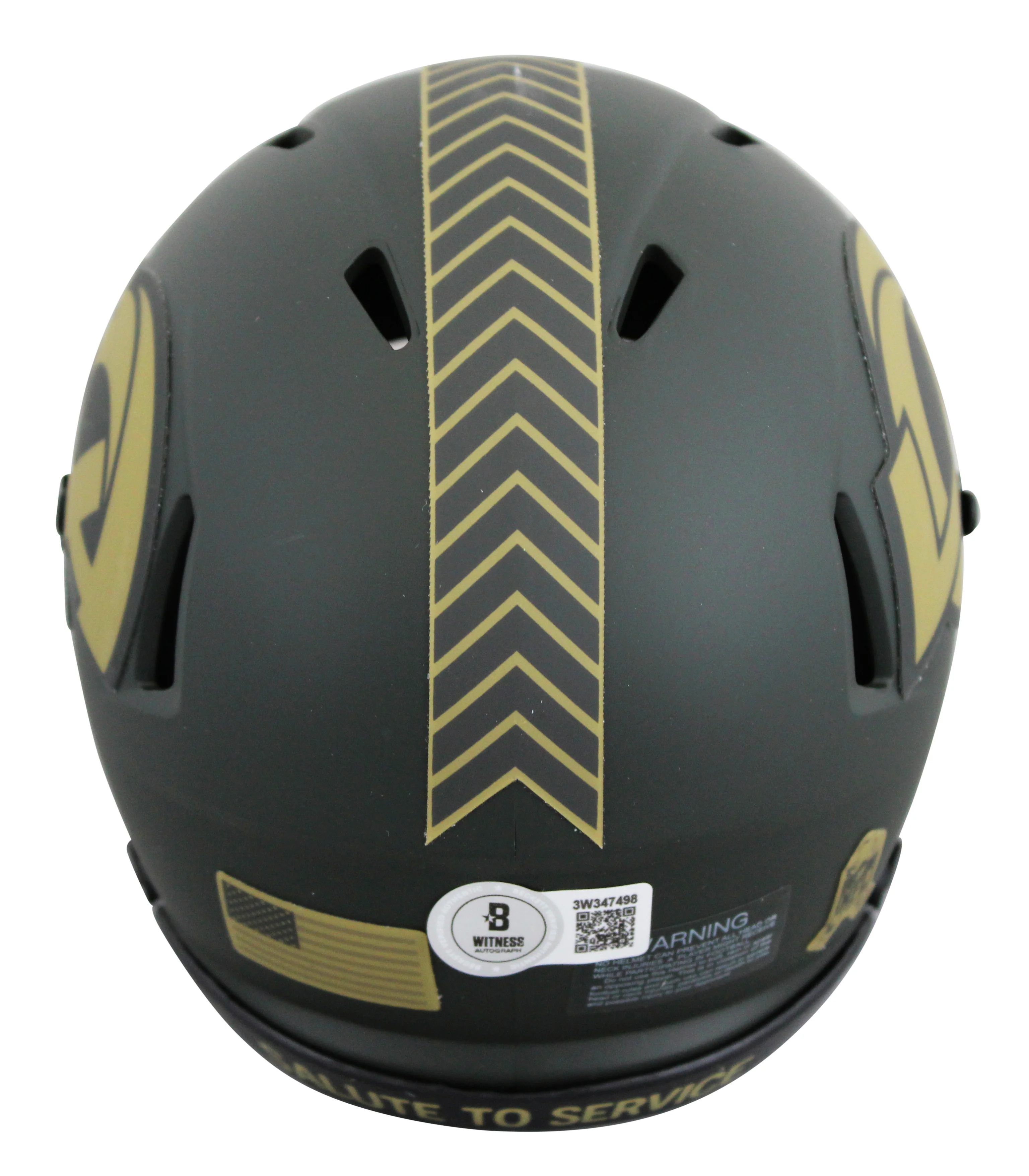 Rams Marshall Faulk Signed Salute To Service IV Speed Mini Helmet BAS Witnessed - Image 3