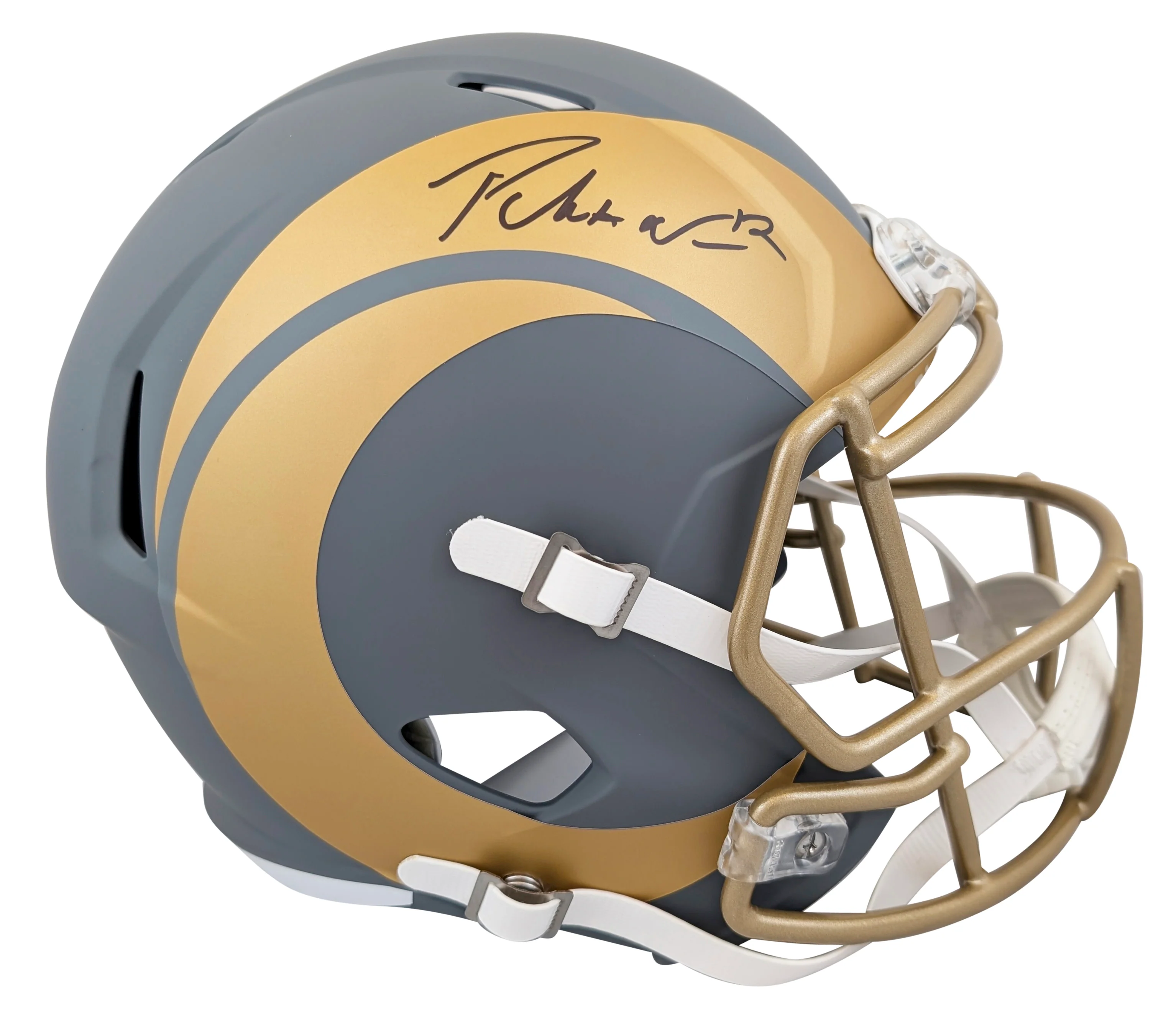 Rams Puka Nacua Signed Slate Full Size Speed Rep Helmet W/ Case Fanatics - Image 3