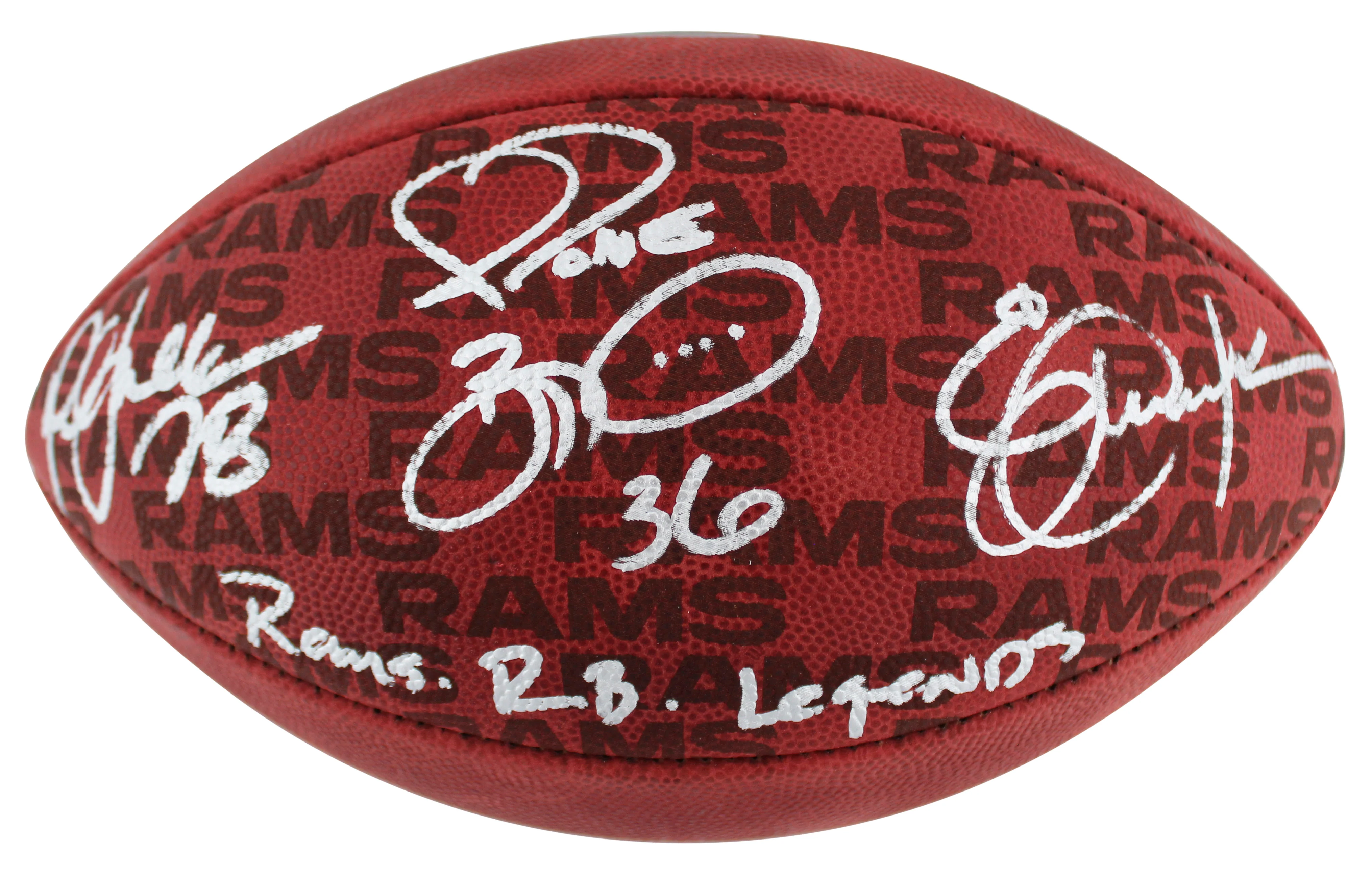 Rams RB Legends (3) Bettis, Dickerson & Faulk Signed Duke Football W/ Case BAS W - Image 4