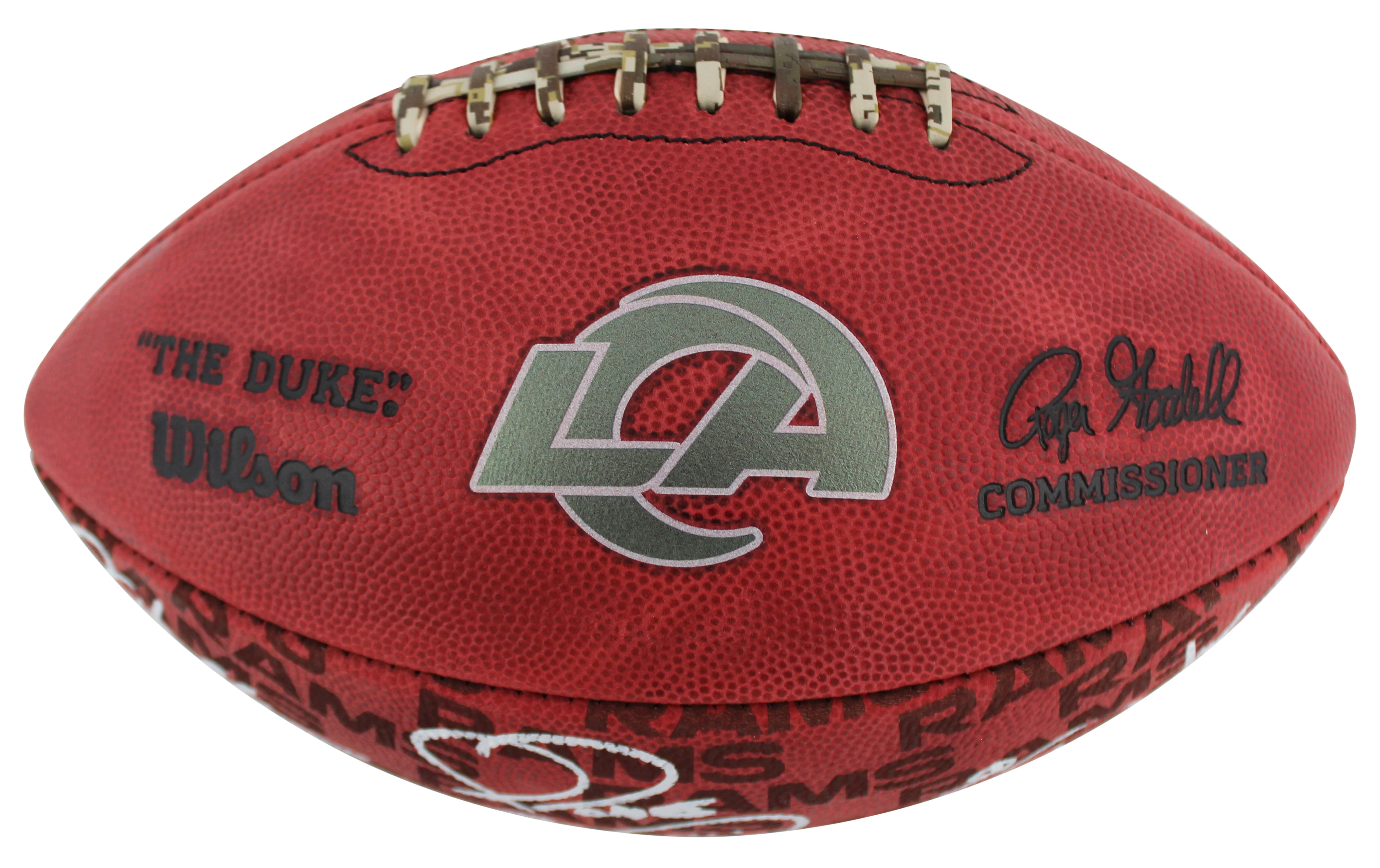 Rams RB Legends (3) Bettis, Dickerson & Faulk Signed Duke Football W/ Case BAS W - Image 5