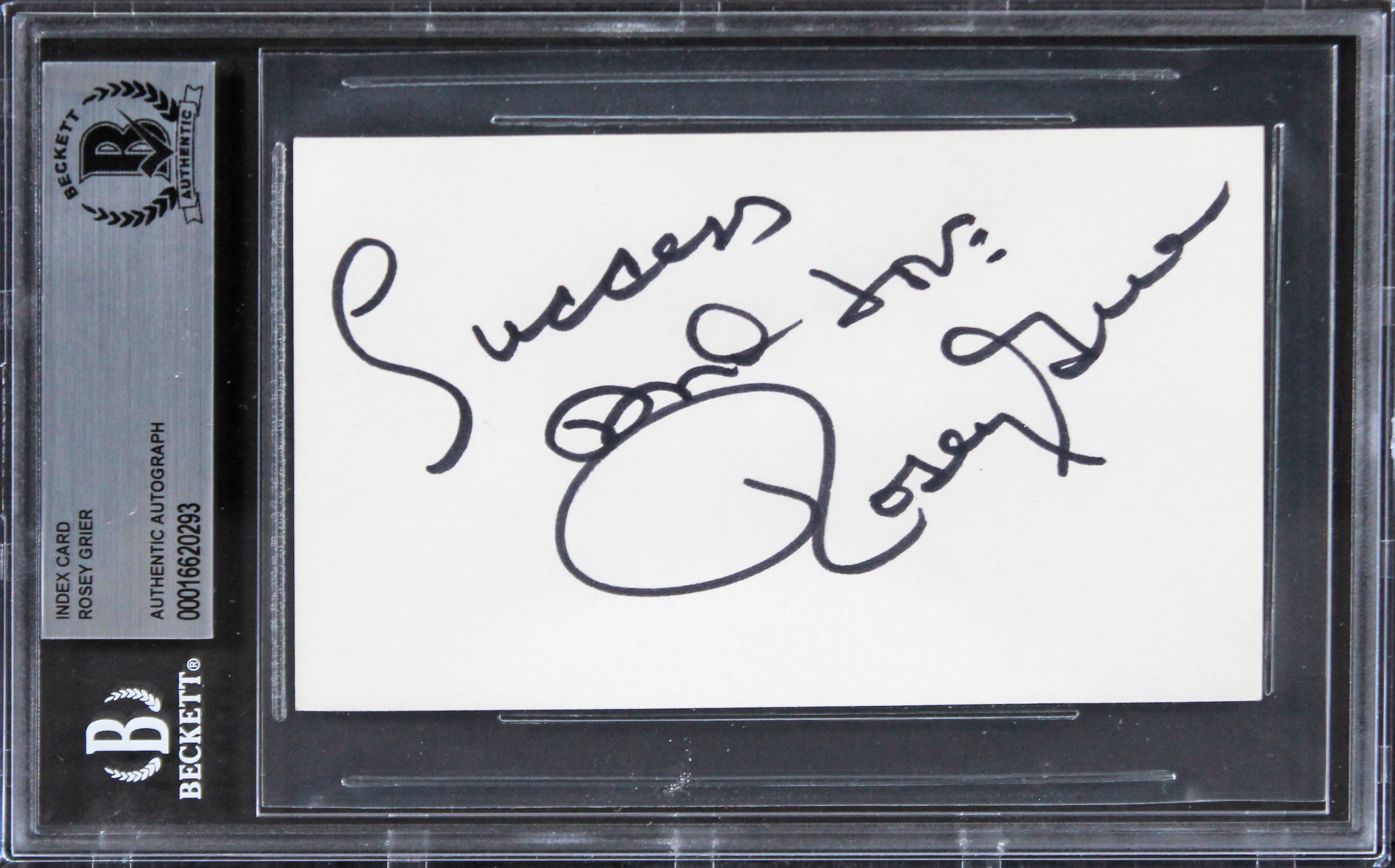 Rams Rosey Grier Authentic Signed 3x5 Index Card Autographed BAS Slabbed - Image 2