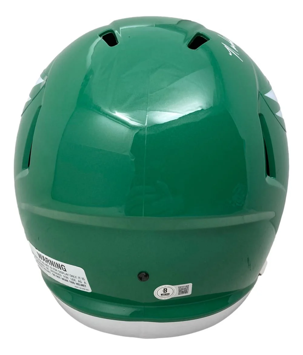 Randall Cunningham Signed Eagles FS Kelly Green Speed Replica Helmet BAS - Image 2