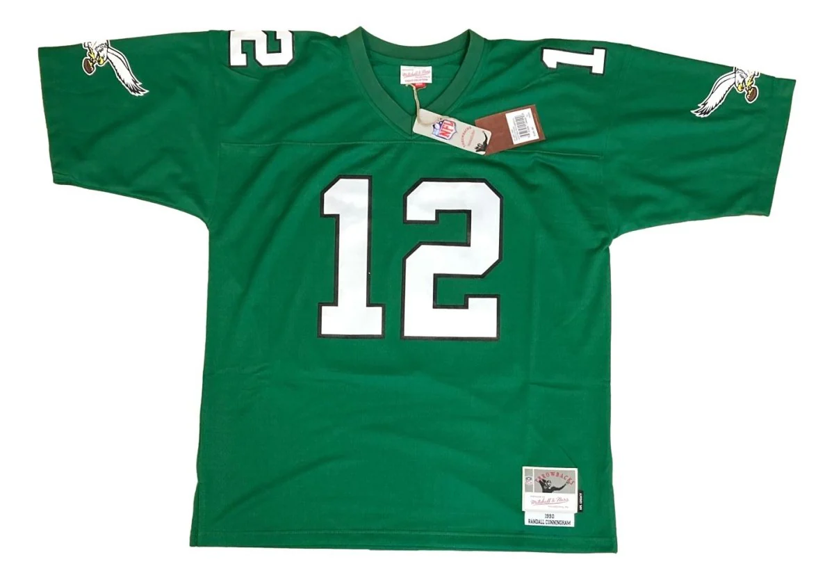 Randall Cunningham Signed Philadelphia Eagles M&N Green NFL Legacy Jersey BAS - Image 3