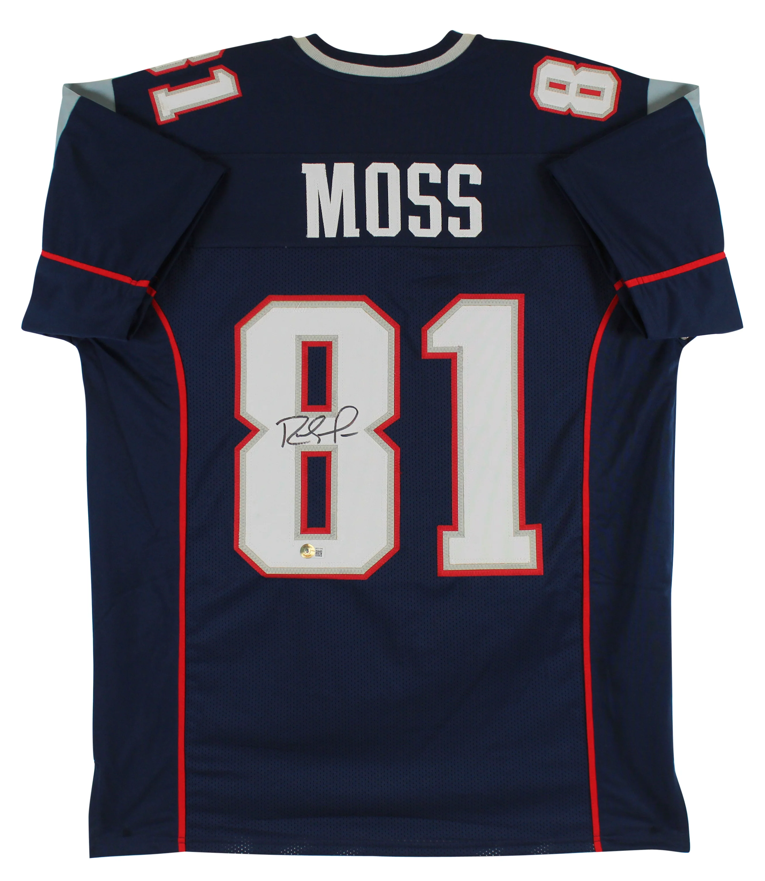 Randy Moss Authentic Signed Navy Blue Pro Style Jersey Autographed BAS Witnessed - Image 2