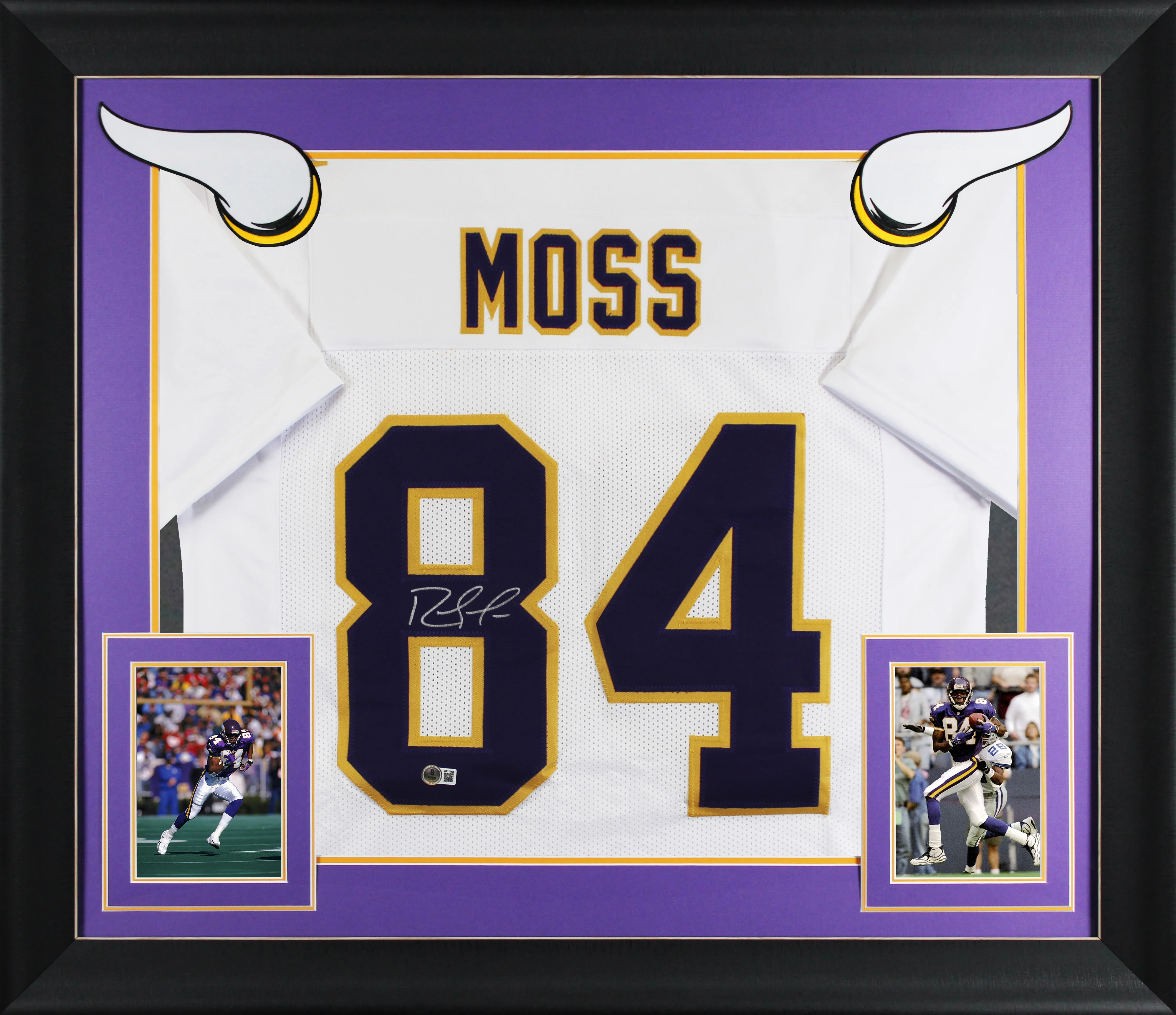 Randy Moss Authentic Signed White Pro Style Framed Jersey BAS Witnessed - Image 2