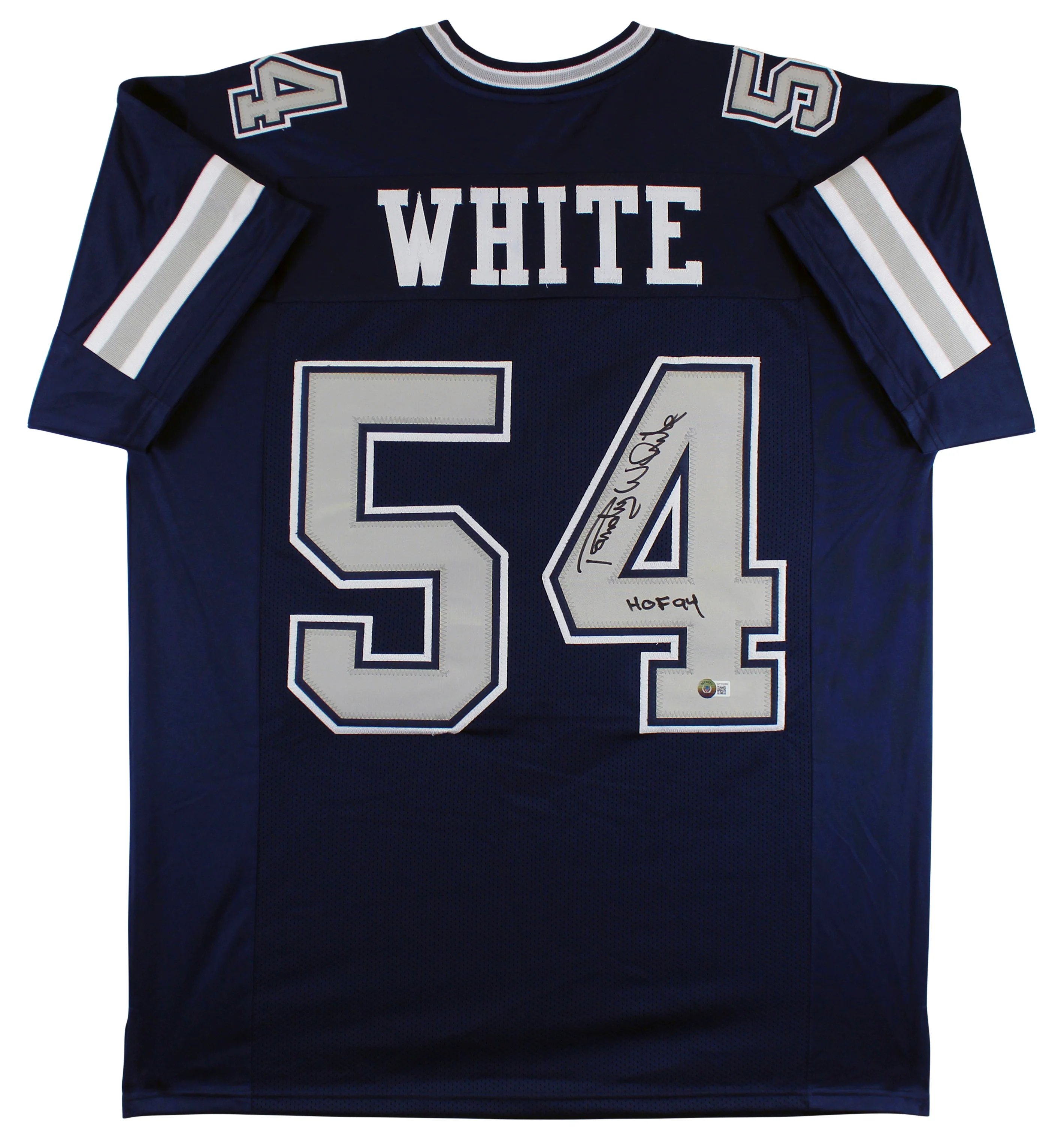 Randy White "HOF 94" Signed Navy Blue Pro Style Jersey w/ Grey #'s BAS Witnessed - Image 2