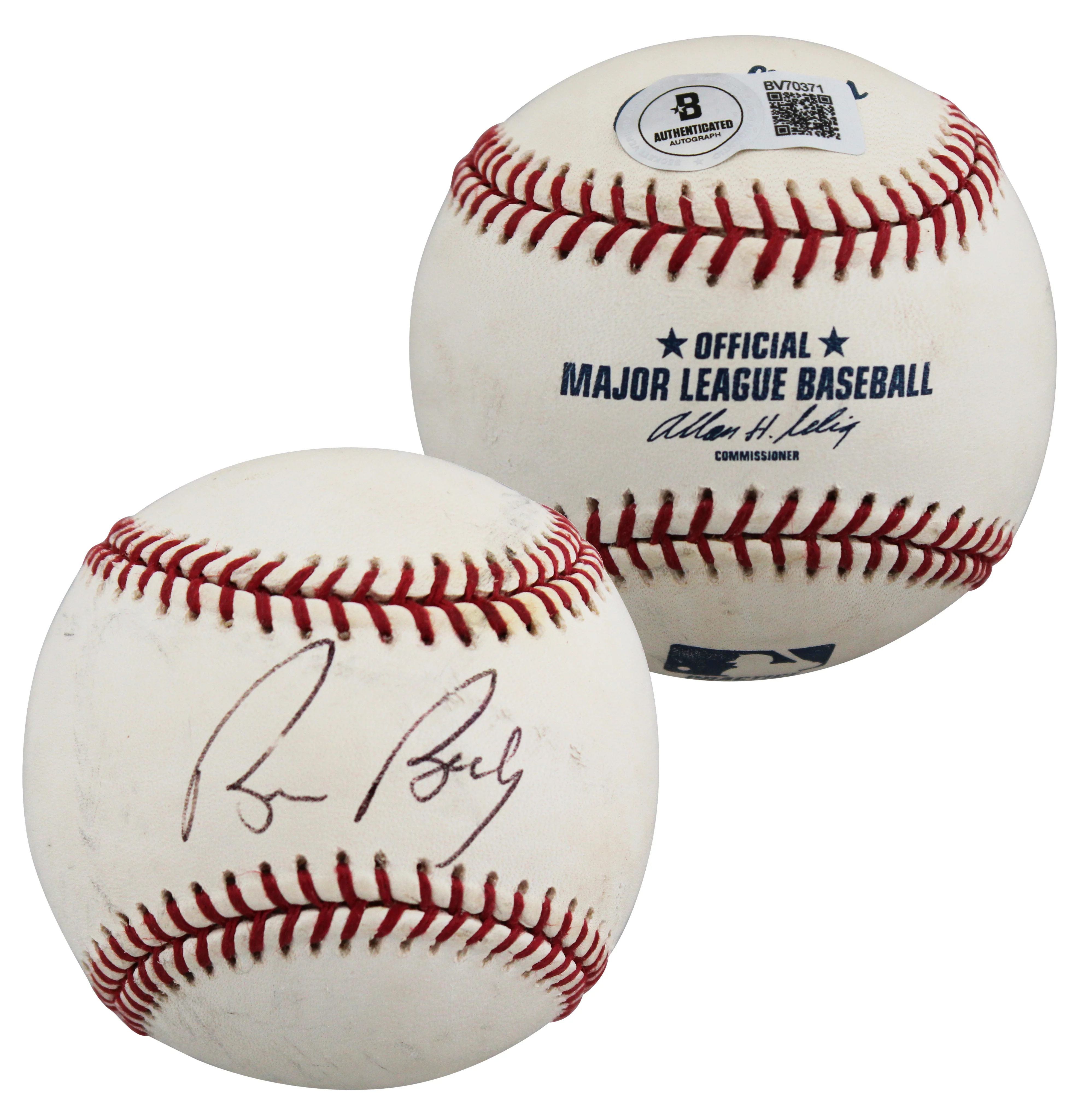 Rangers Bruce Bochy Authentic Signed Allen Selig OML Baseball BAS #BV70371 - Image 2