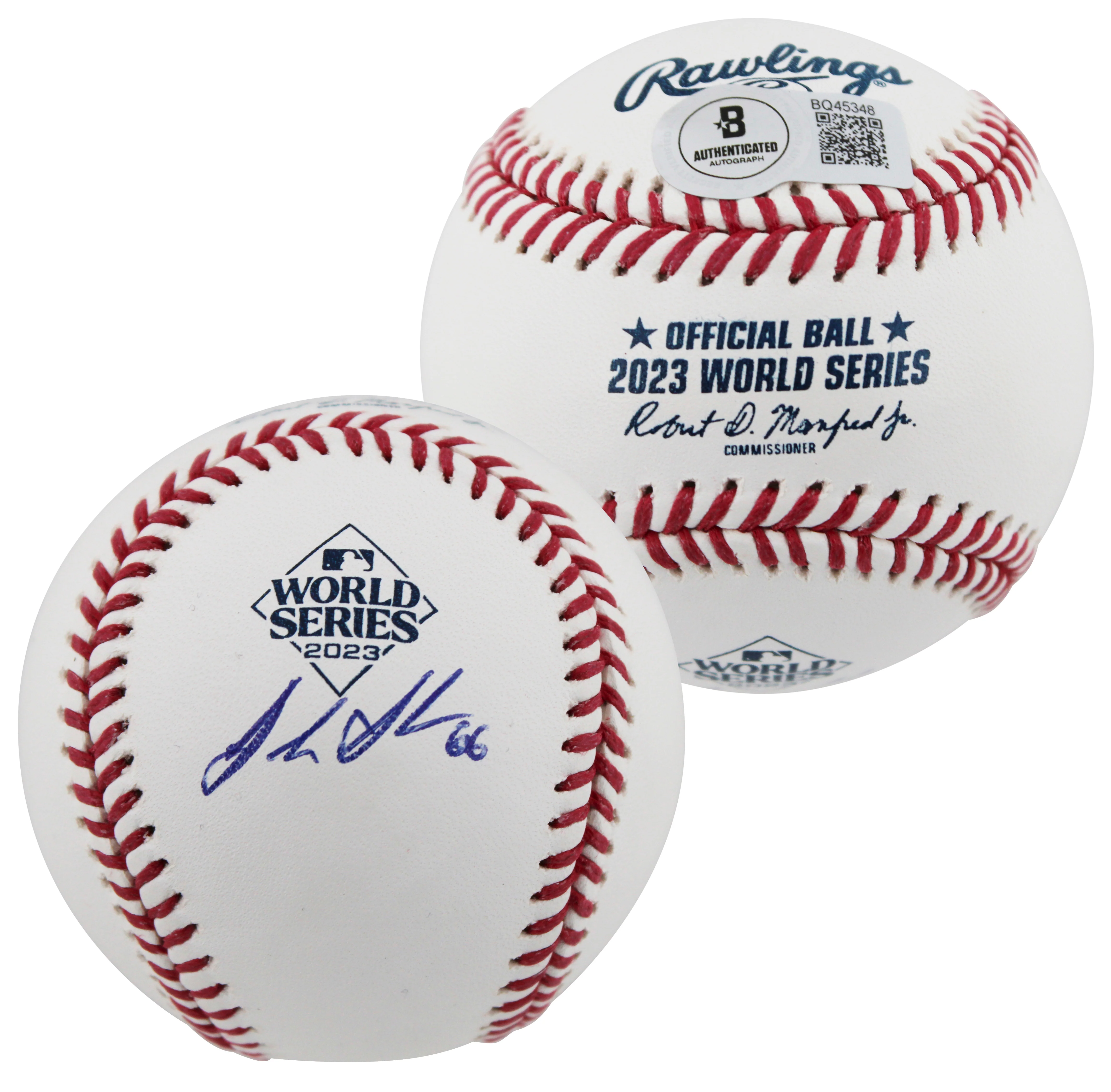Rangers Josh Sborz Authentic Signed 2023 World Series Logo Baseball BAS #BQ45348