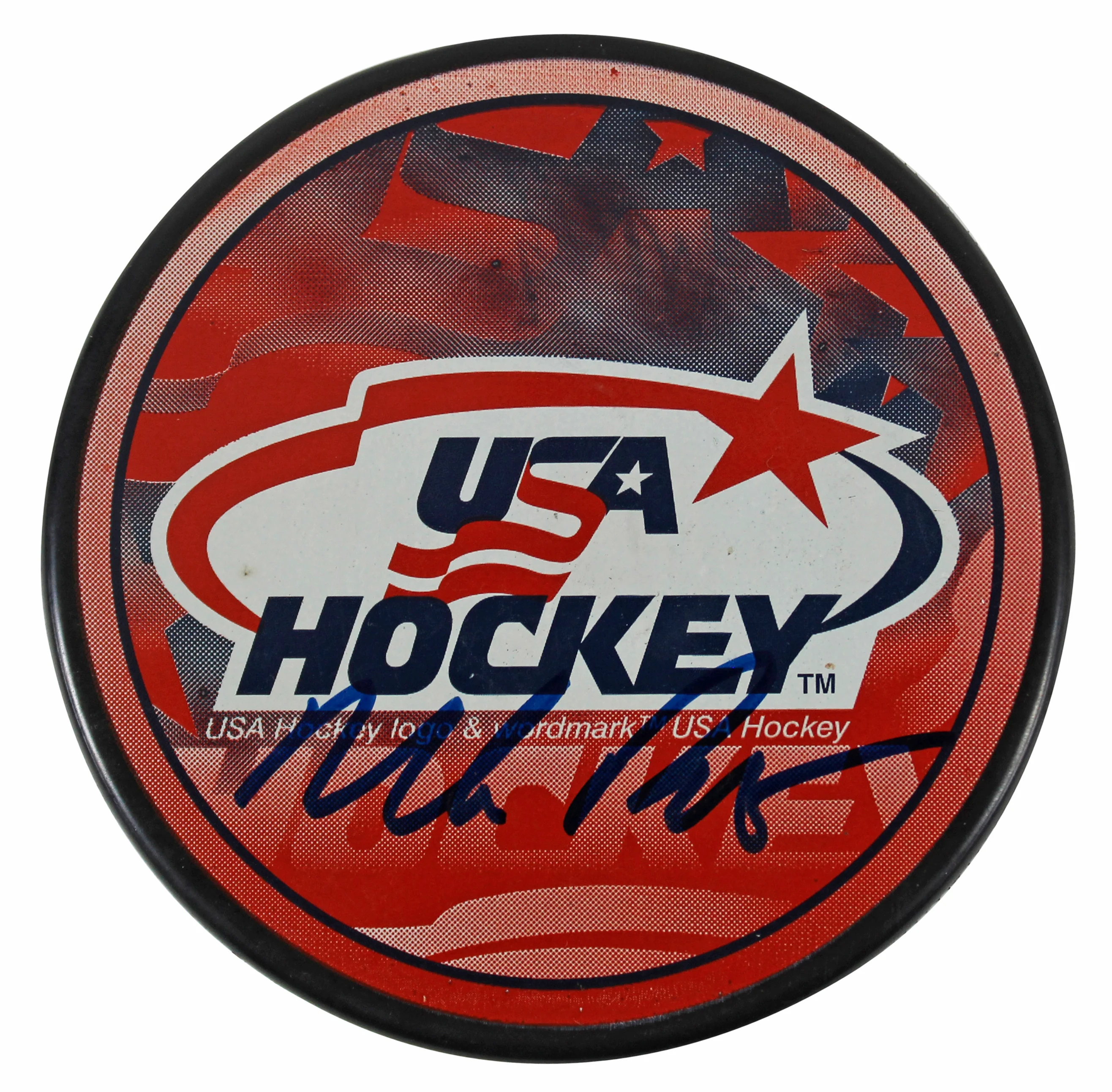 Rangers Mark Richter Authentic Signed Official USA Hockey Puck Steiner - Image 3