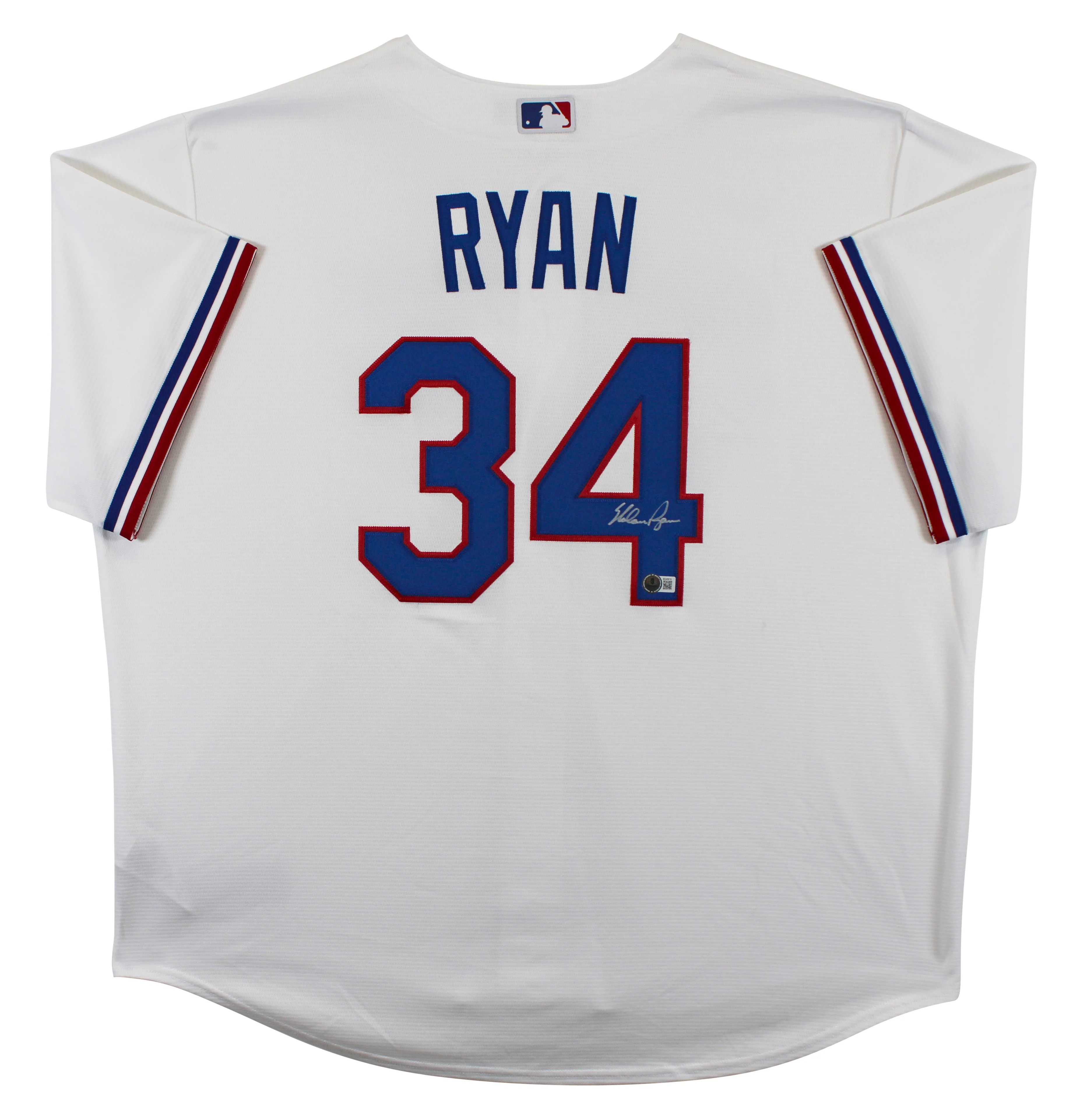 Rangers Nolan Ryan Authentic Signed White Nike Jersey Autographed BAS - Image 3