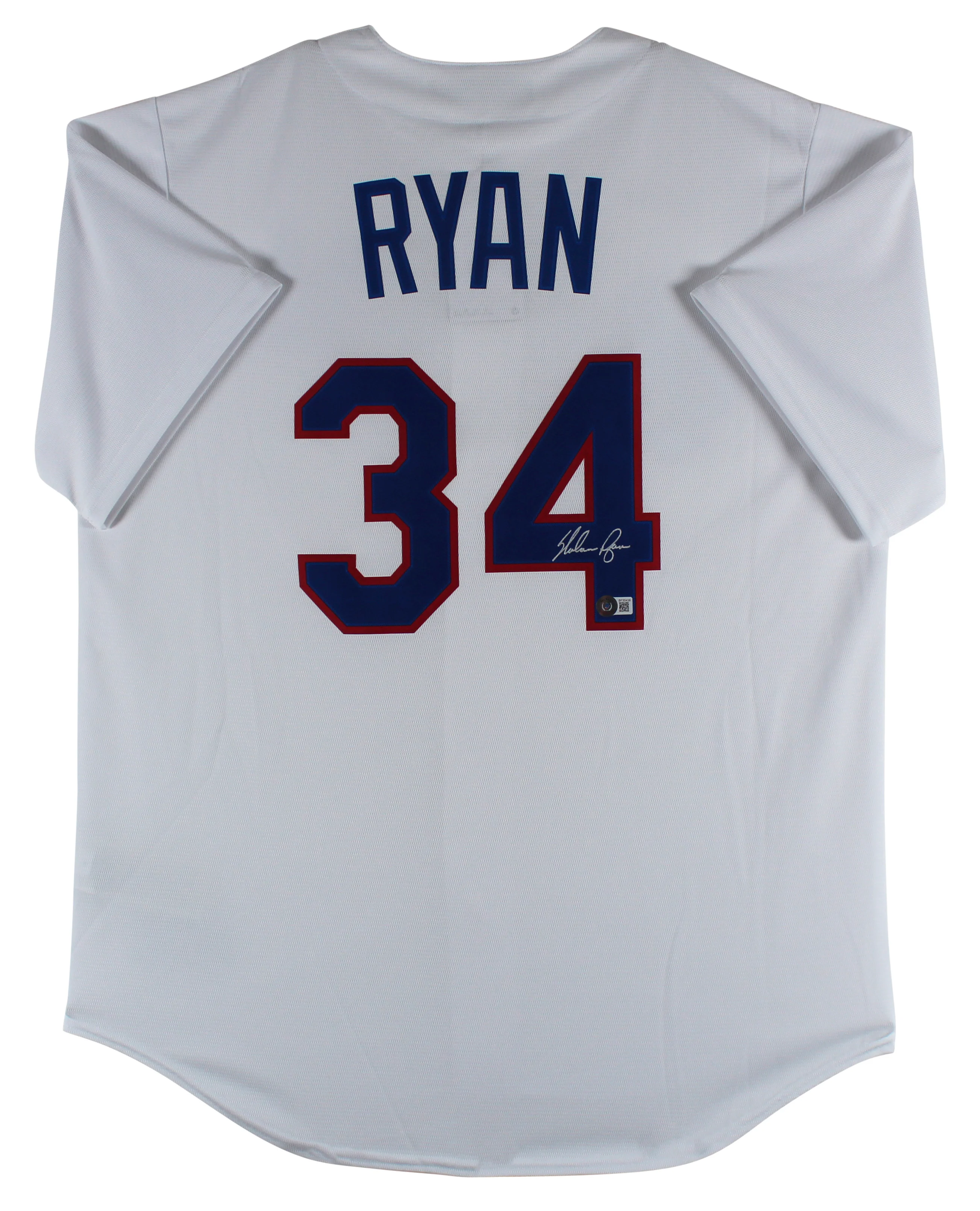 Rangers Nolan Ryan Authentic Signed White Nike Jersey Autographed BAS - Image 2