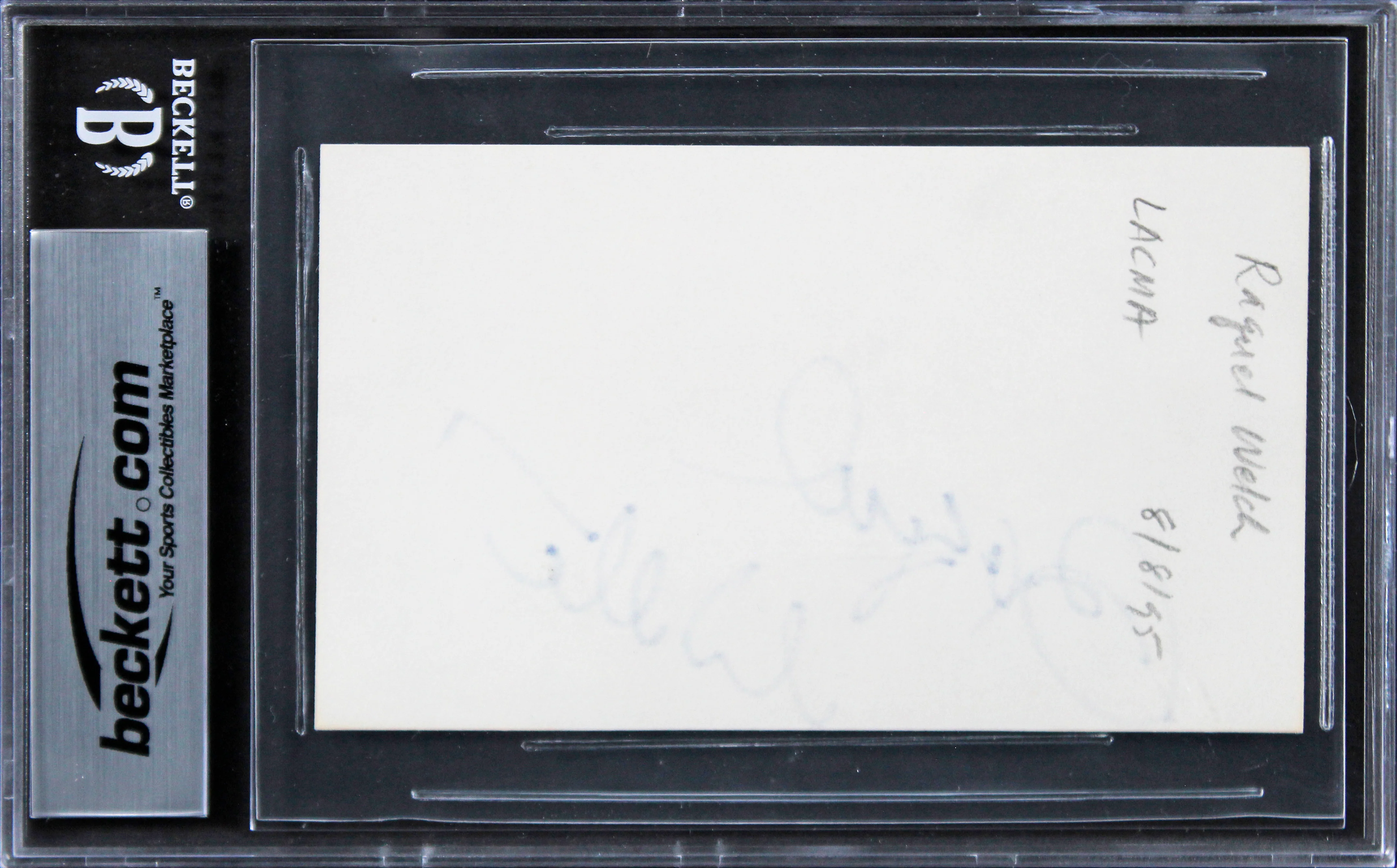 Raquel Welch The Three Musketeers Signed 3x5 Index Card w/ Blue Sig BAS Slabbed - Image 3