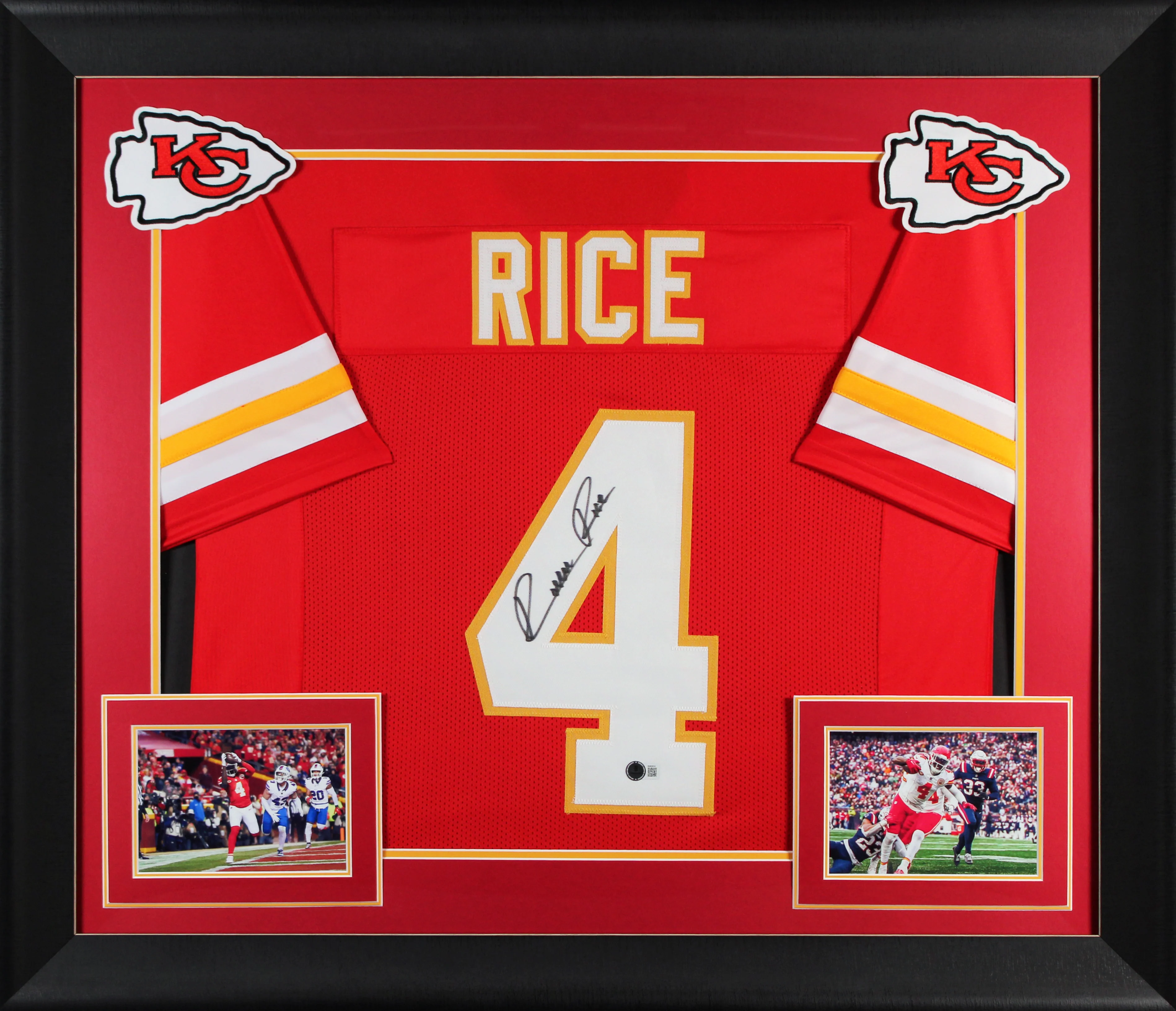Rashee Rice Authentic Signed Red Pro Style Framed Jersey Autographed BAS - Image 2