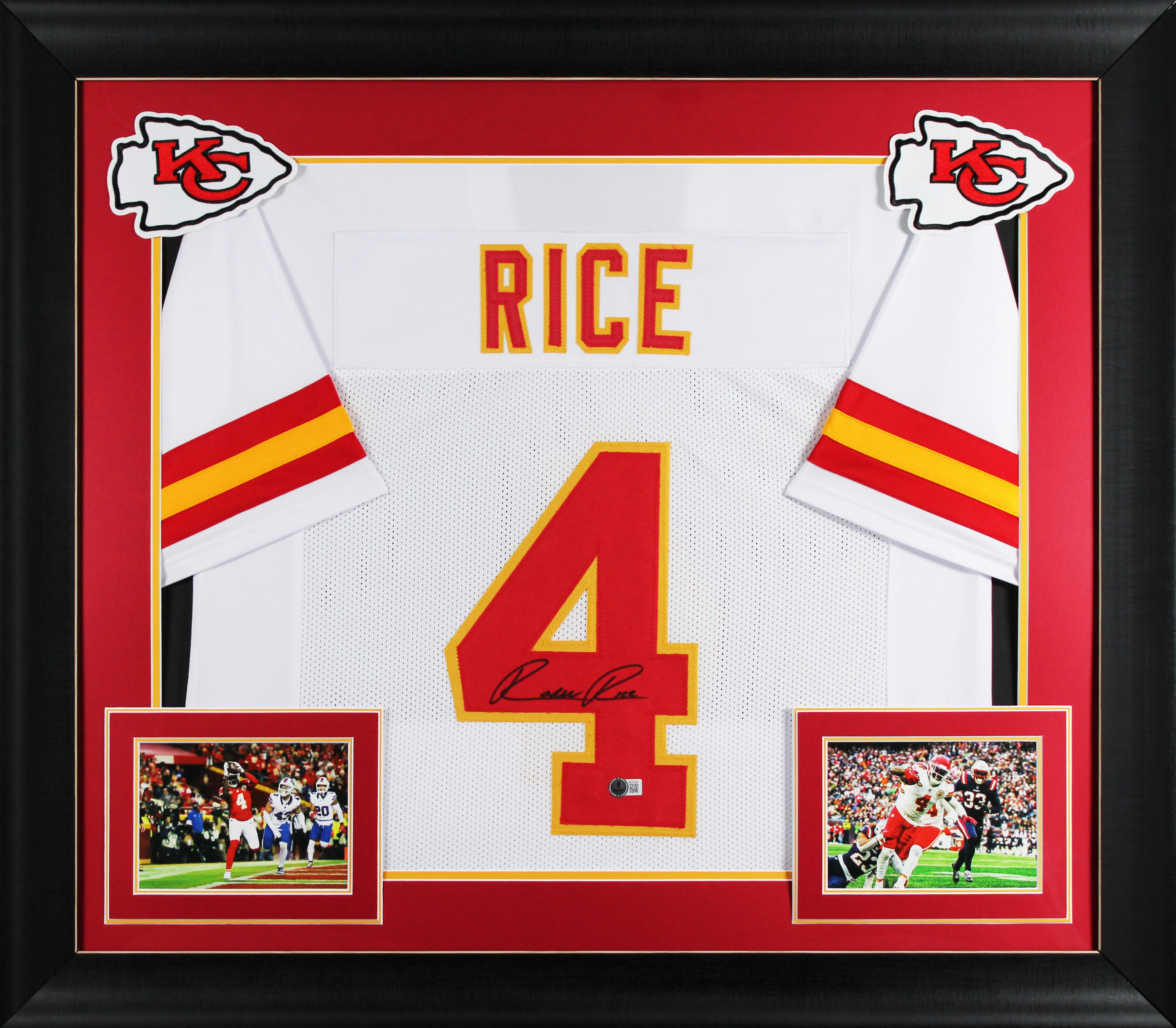 Rashee Rice Authentic Signed White Pro Style Framed Jersey Autographed BAS - Image 2