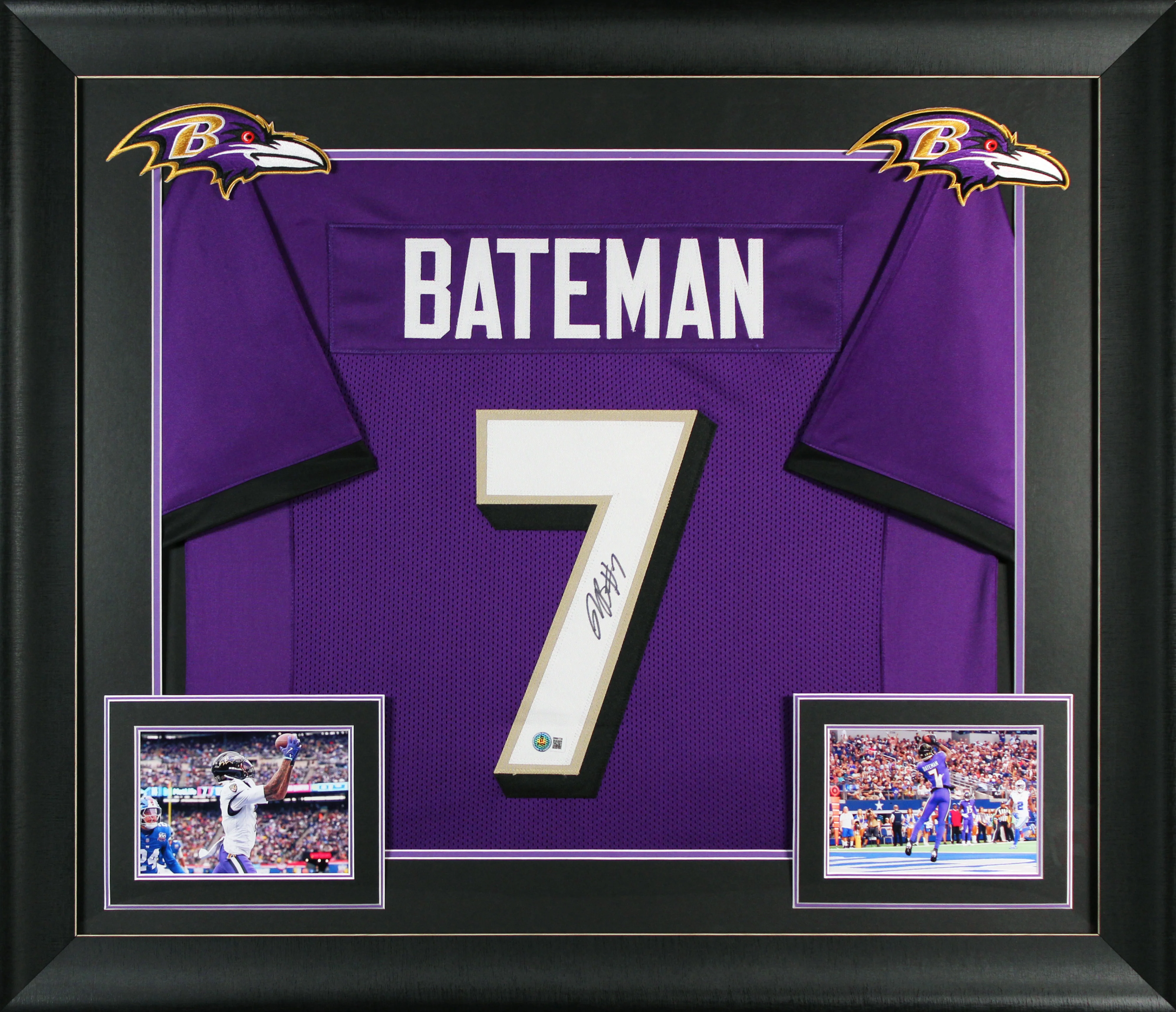 Rashod Bateman Authentic Signed Purple Pro Style Framed Jersey BAS Witnessed - Image 2