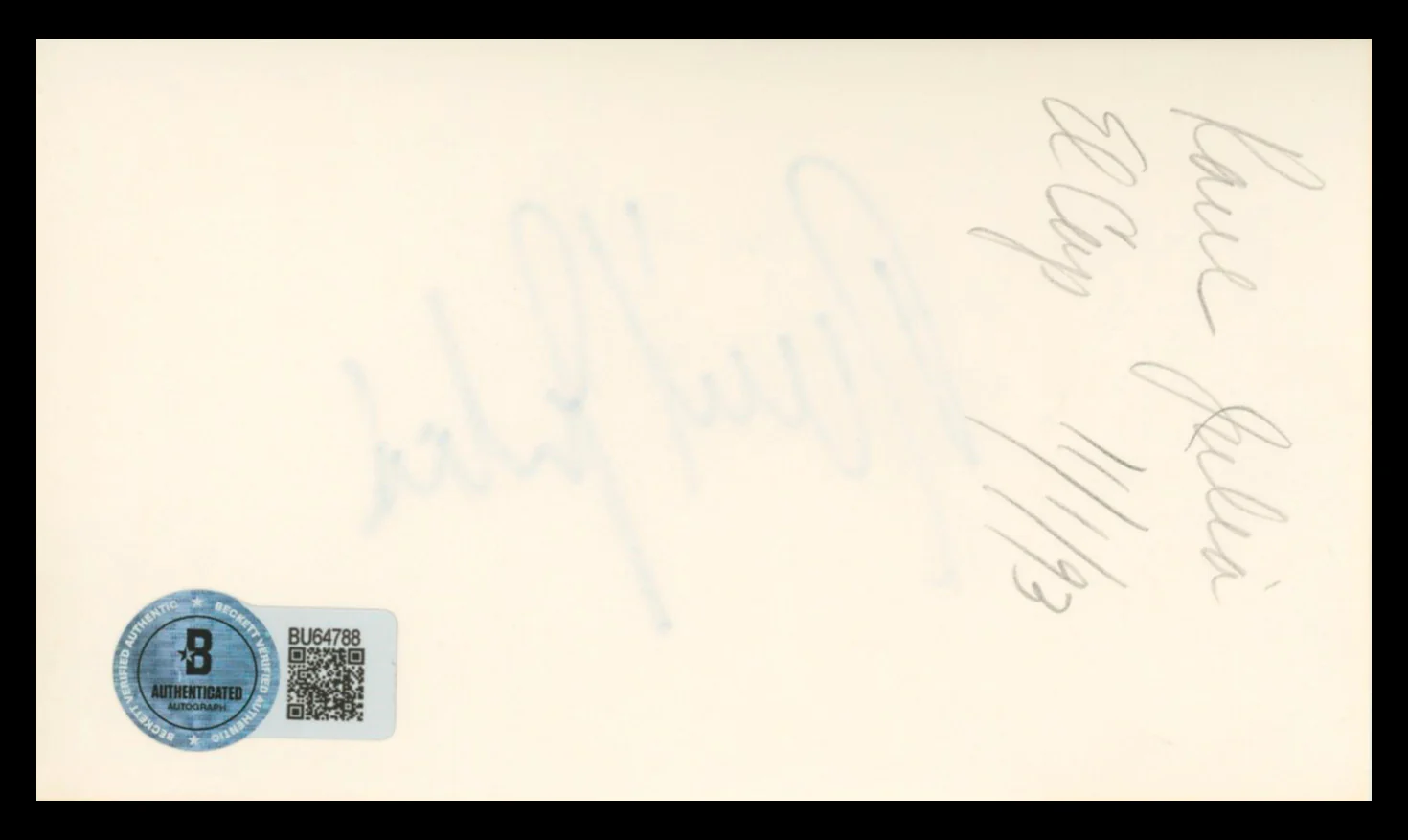 Raul Julia The Addams Family Authentic Signed 3x5 Index Card BAS #BU64788 - Image 3
