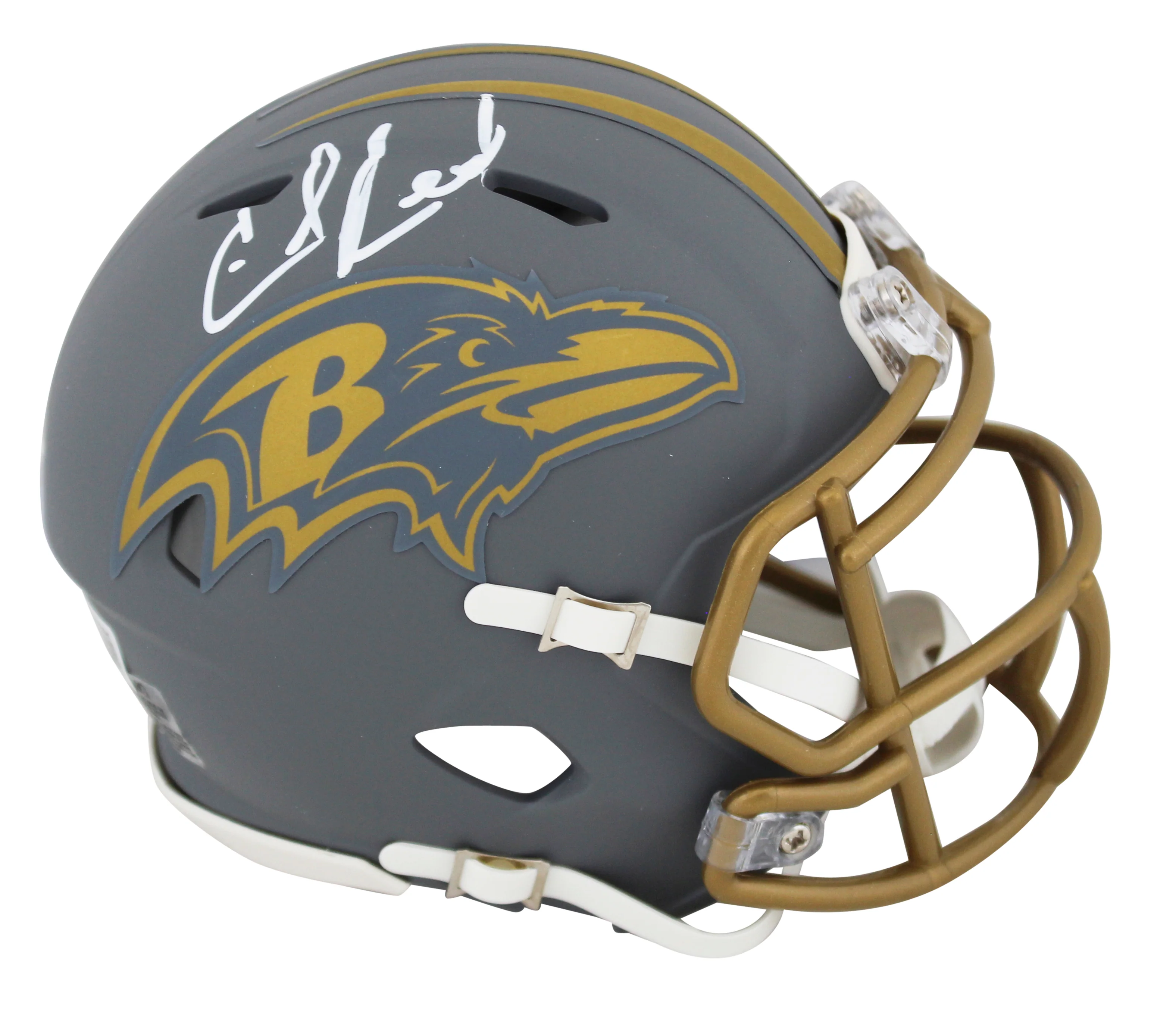Ravens Ed Reed Authentic Signed Alternate Slate Speed Mini Helmet BAS Witnessed - Image 2