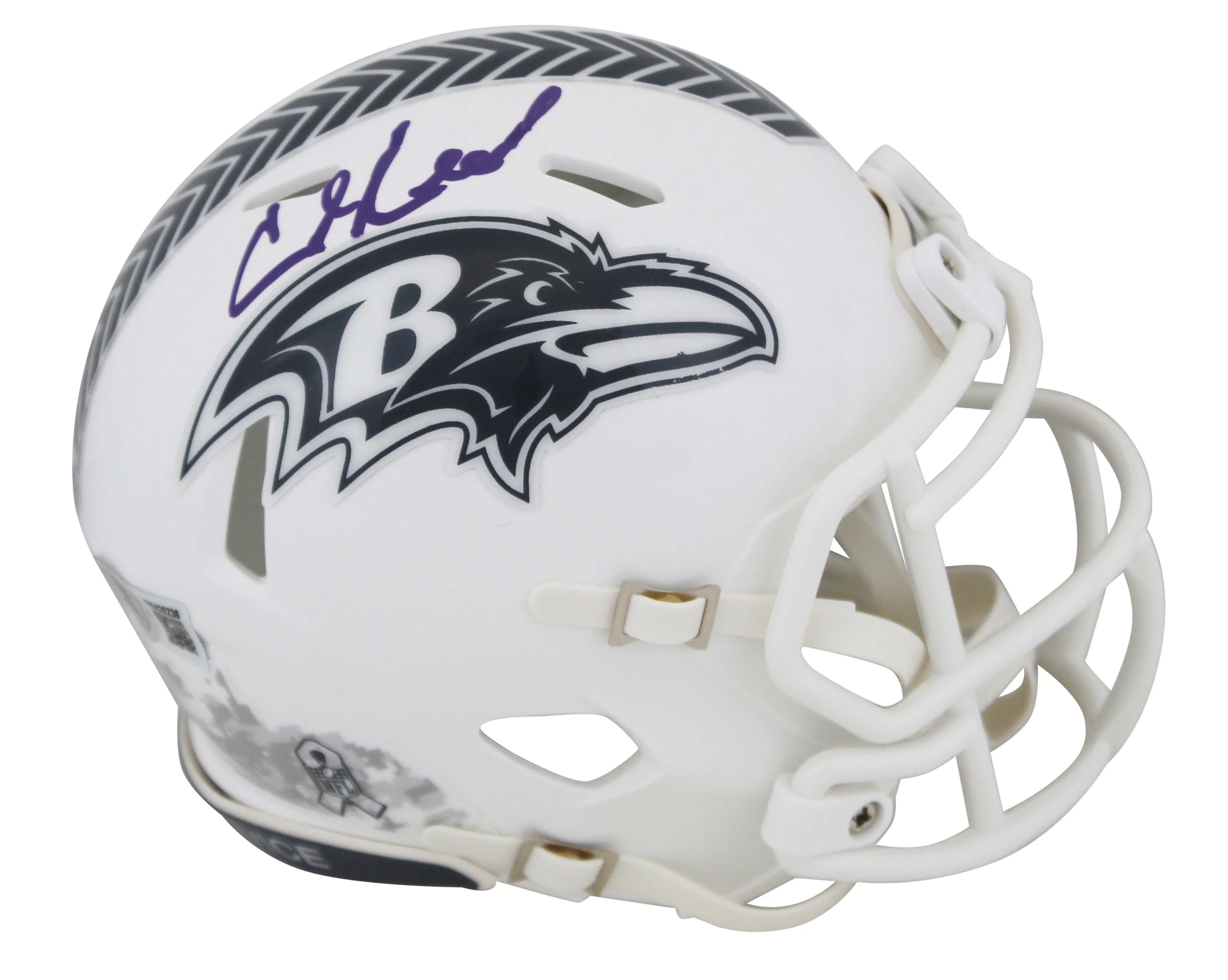Ravens Ed Reed Signed Salute To Service III Speed Mini Helmet W/ Case BAS Wit - Image 3