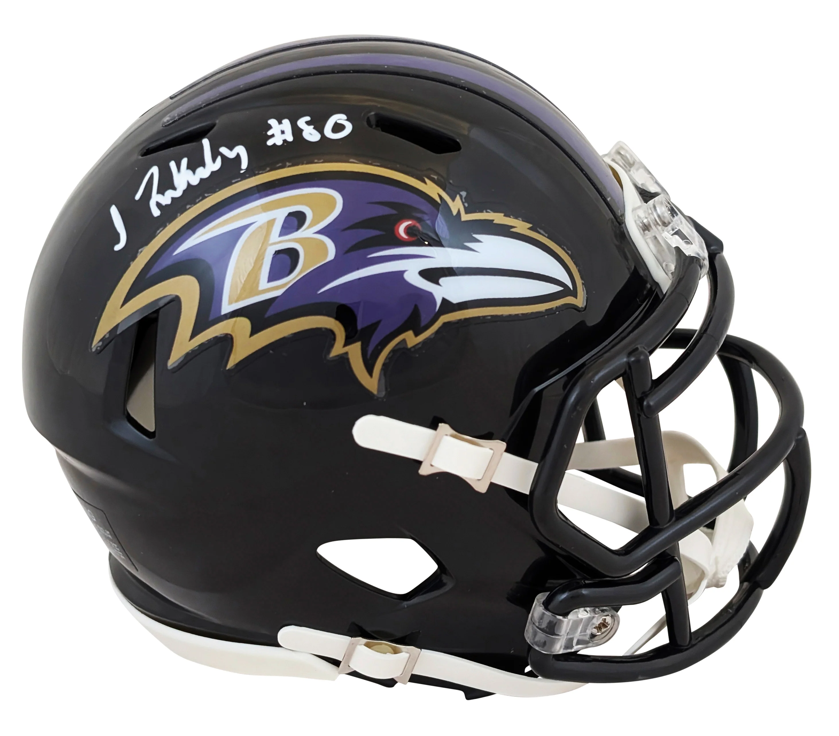 Ravens Isaiah Likely Authentic Signed Speed Mini Helmet BAS Witnessed - Image 2