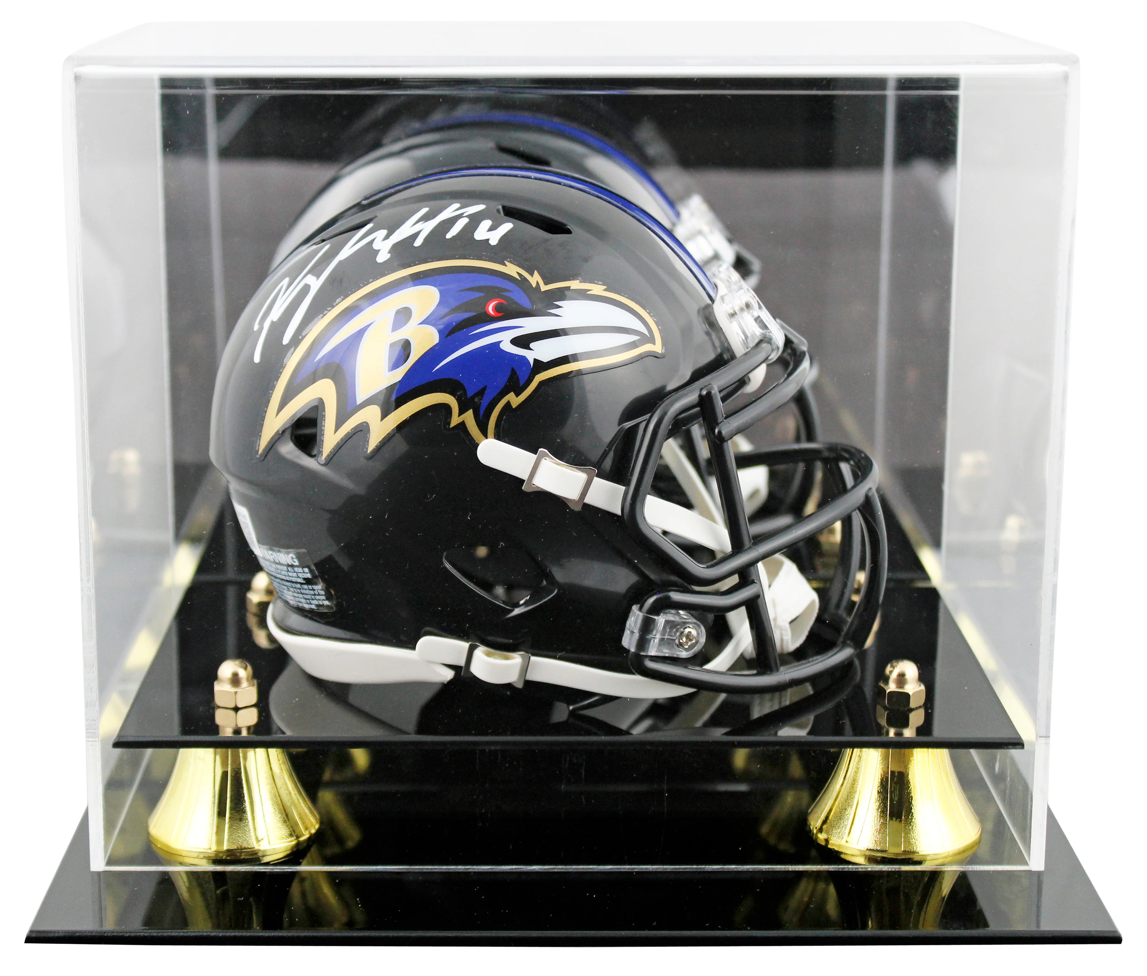 Ravens Kyle Hamilton Signed Speed Mini Helmet W/ Case w/ White Sig BAS Witnessed - Image 2