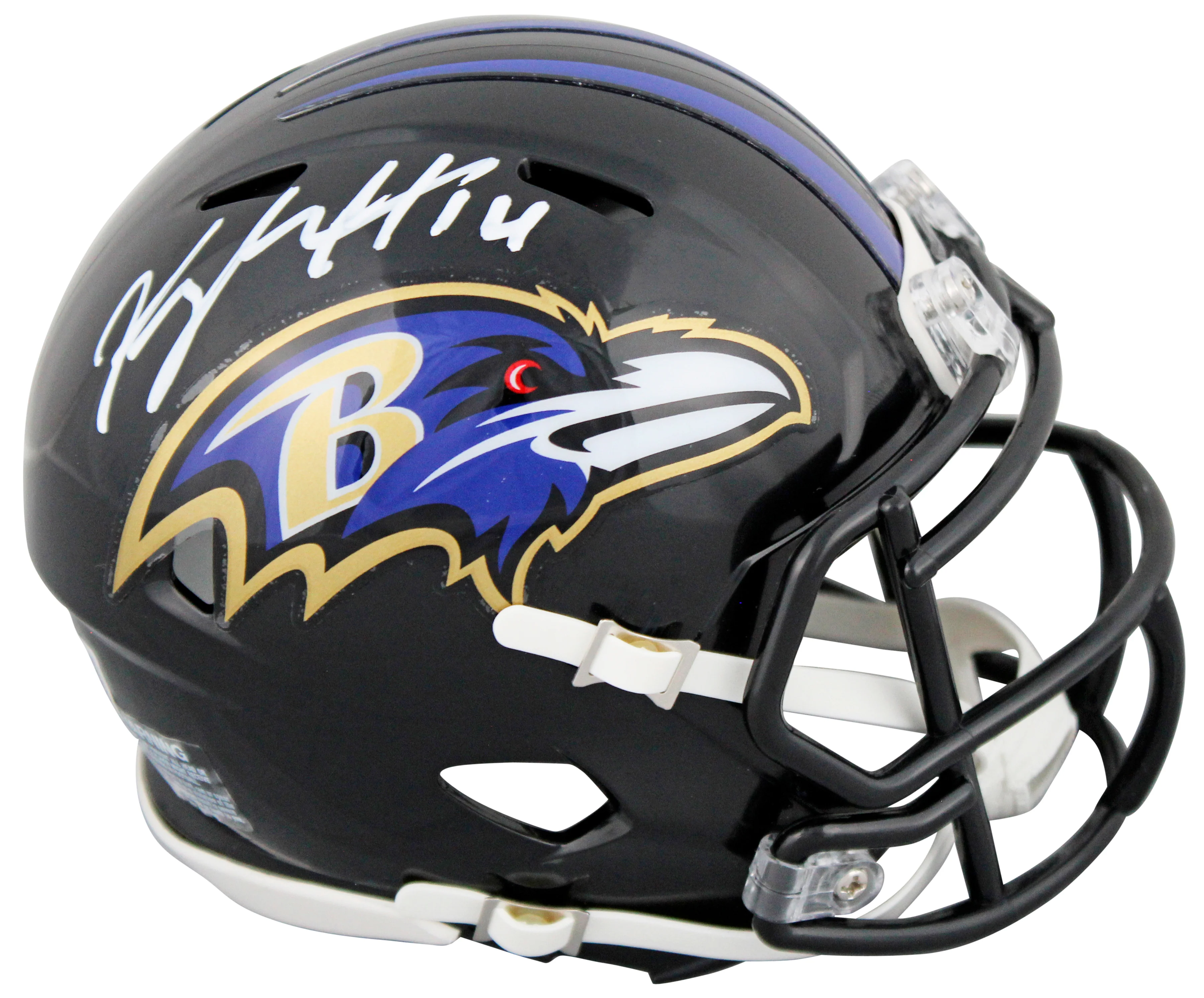 Ravens Kyle Hamilton Signed Speed Mini Helmet W/ Case w/ White Sig BAS Witnessed - Image 3