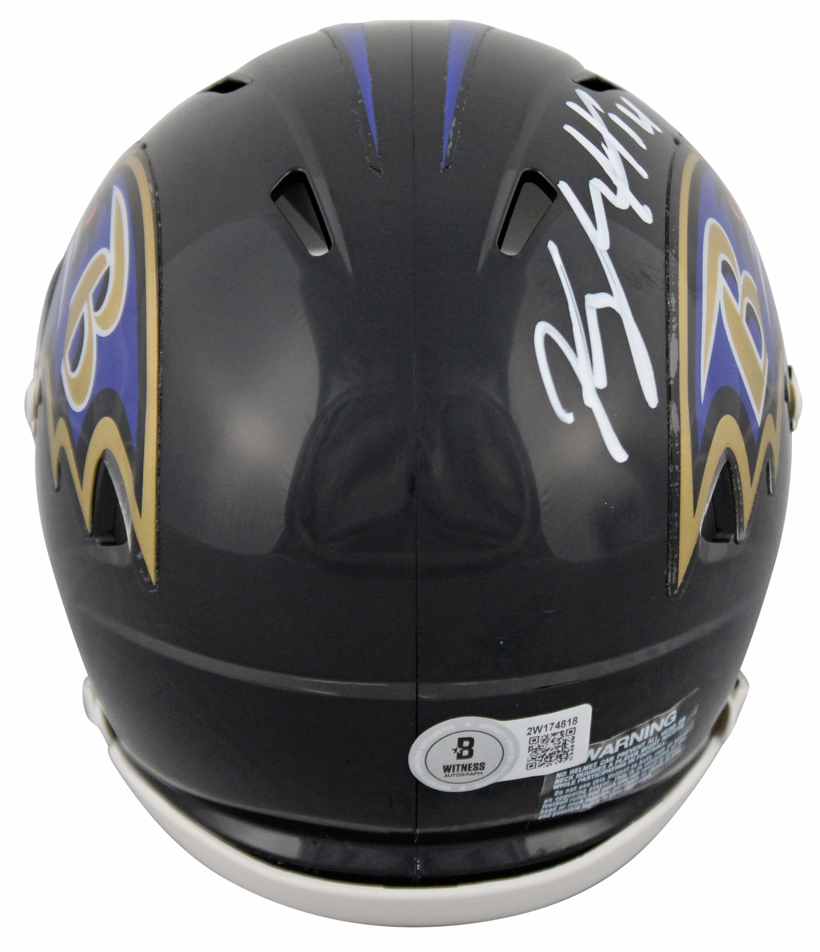 Ravens Kyle Hamilton Signed Speed Mini Helmet W/ Case w/ White Sig BAS Witnessed - Image 4