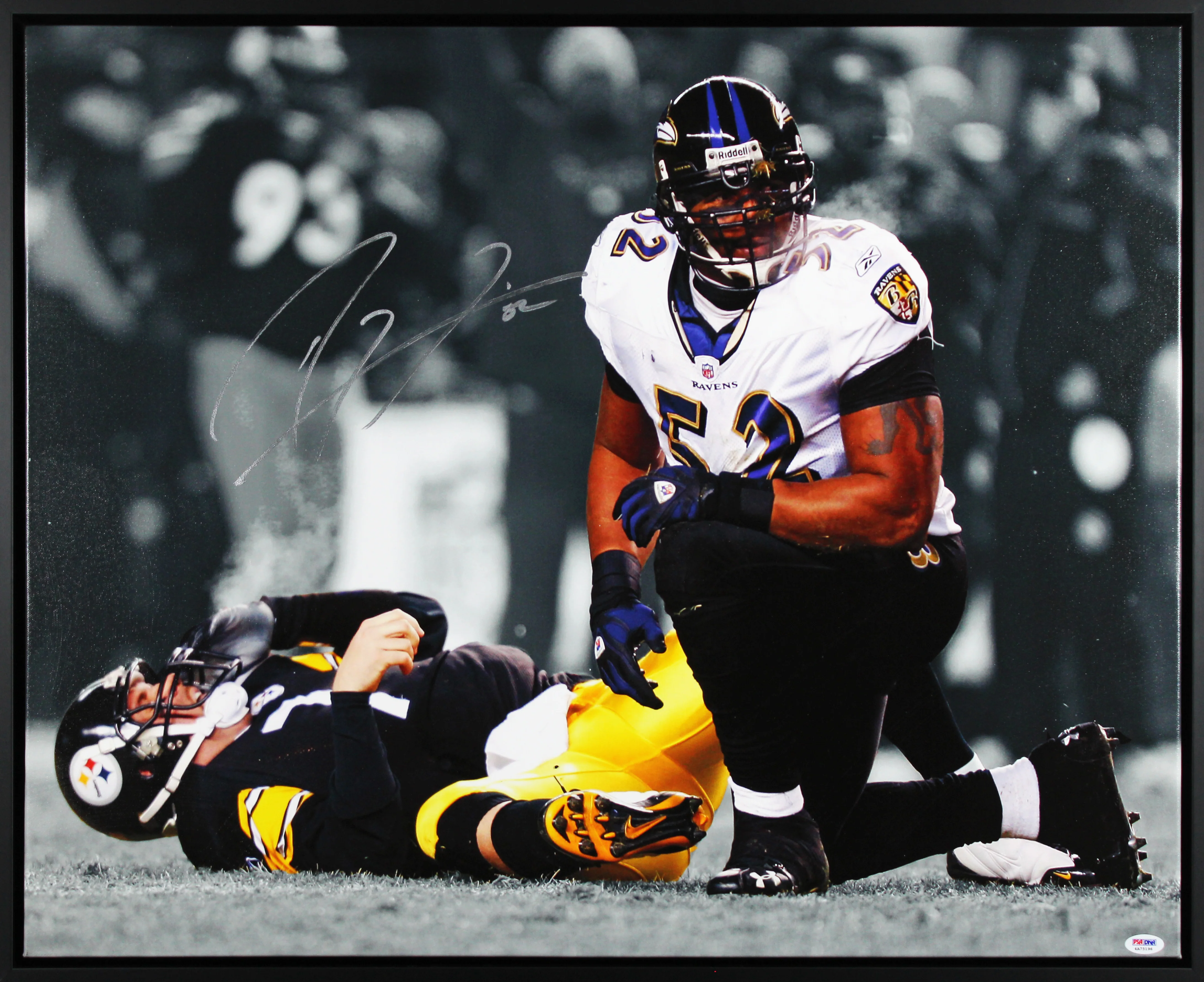 Ravens Ray Lewis Authentic Signed & Framed 24x30 Canvas Autographed PSA/DNA Itp - Image 2