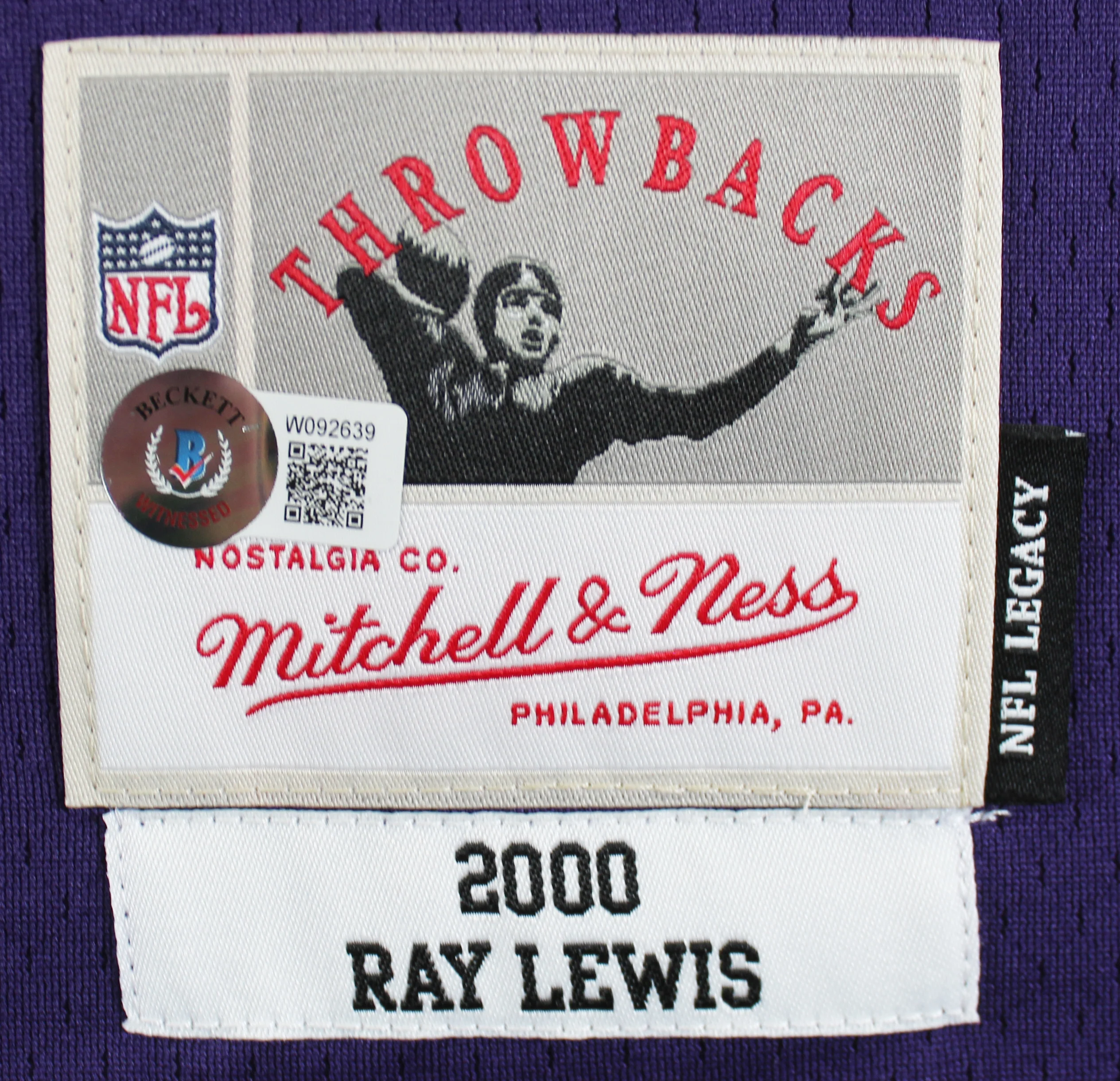 Ravens Ray Lewis Authentic Signed Purple Mitchell & Ness Jersey BAS Witnessed - Image 5