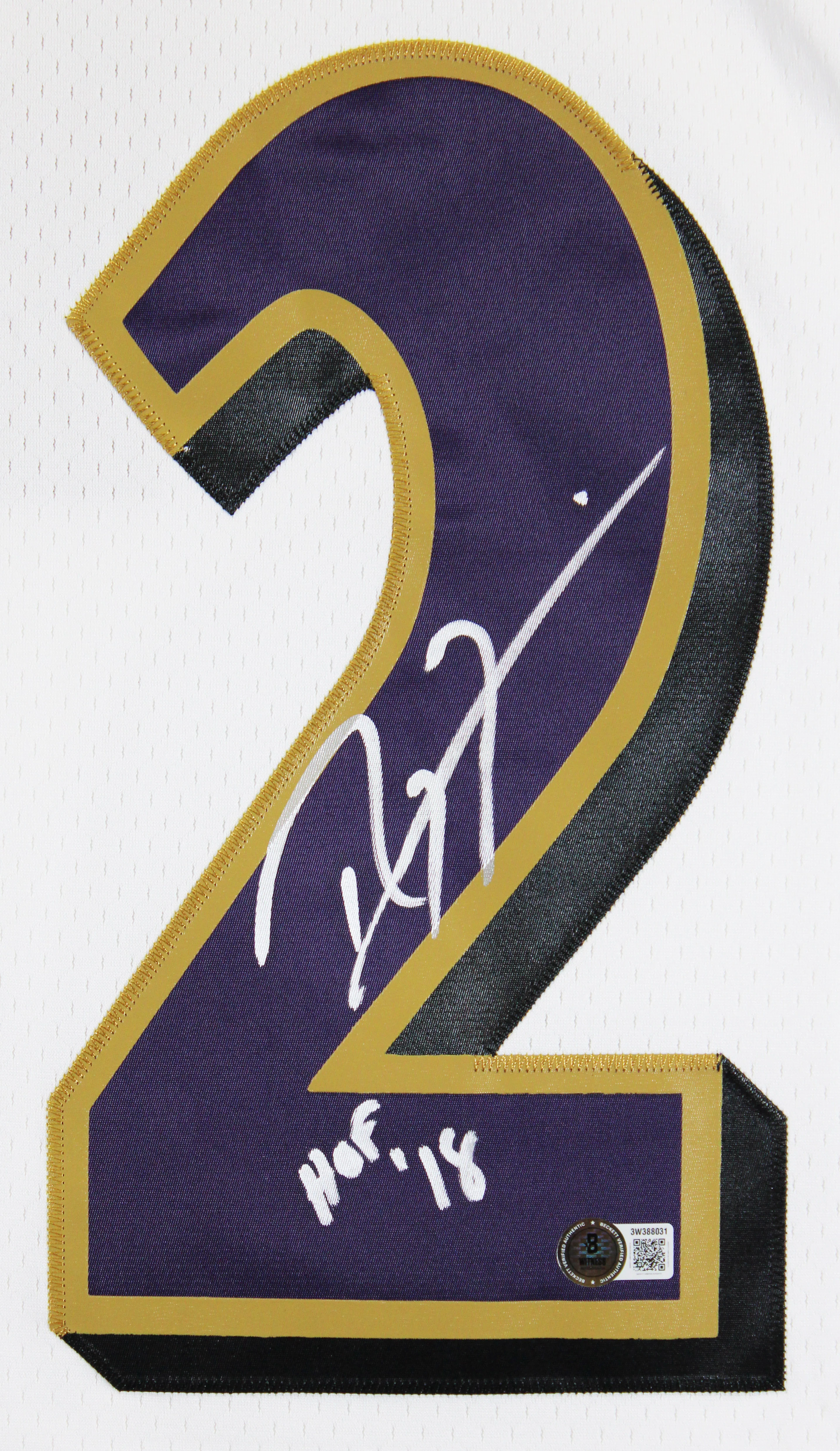 Ravens Ray Lewis Authentic Signed White Mitchell & Ness Jersey BAS Witnessed - Image 4
