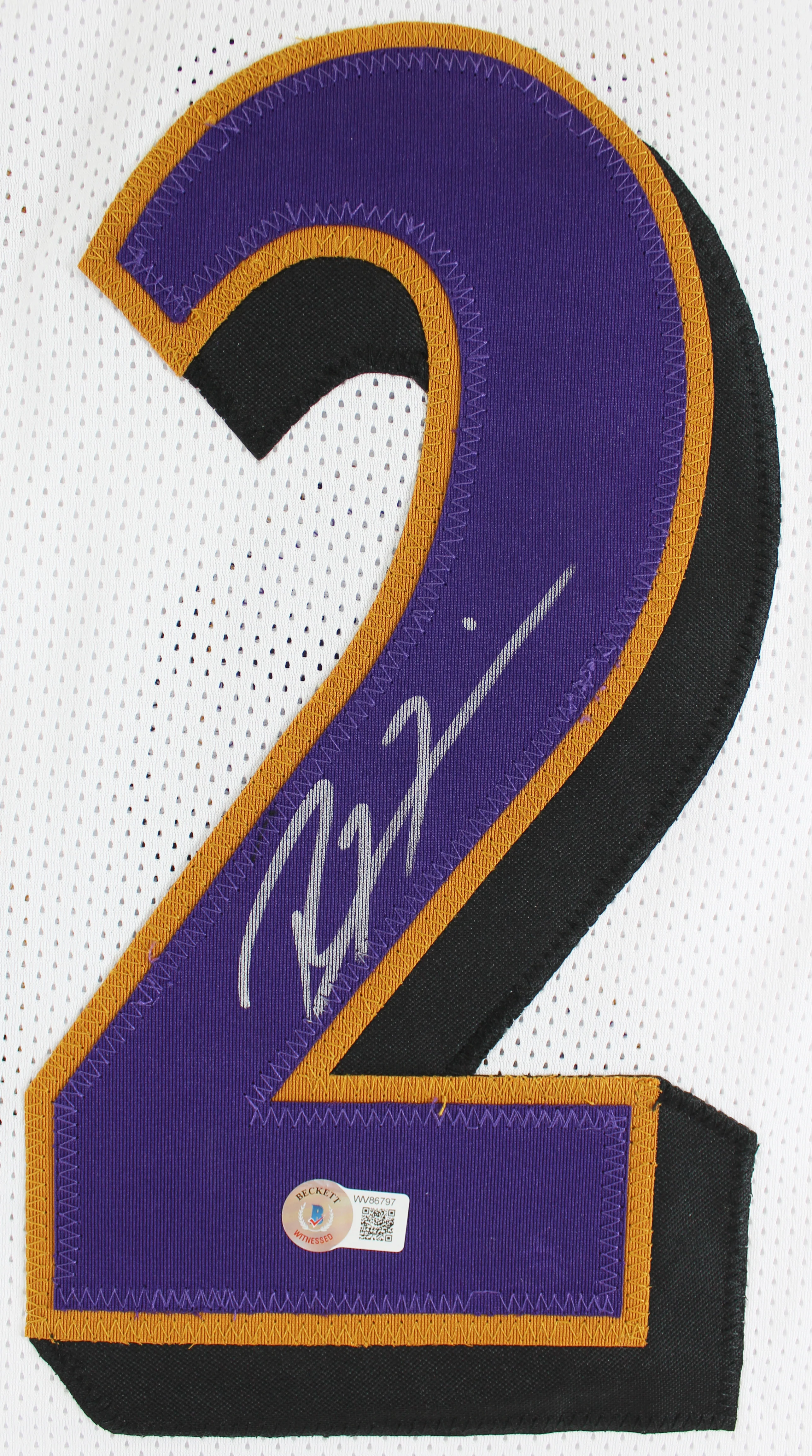 Ravens Ray Lewis Authentic Signed White Pro Style Stat Jersey BAS Witnessed - Image 3