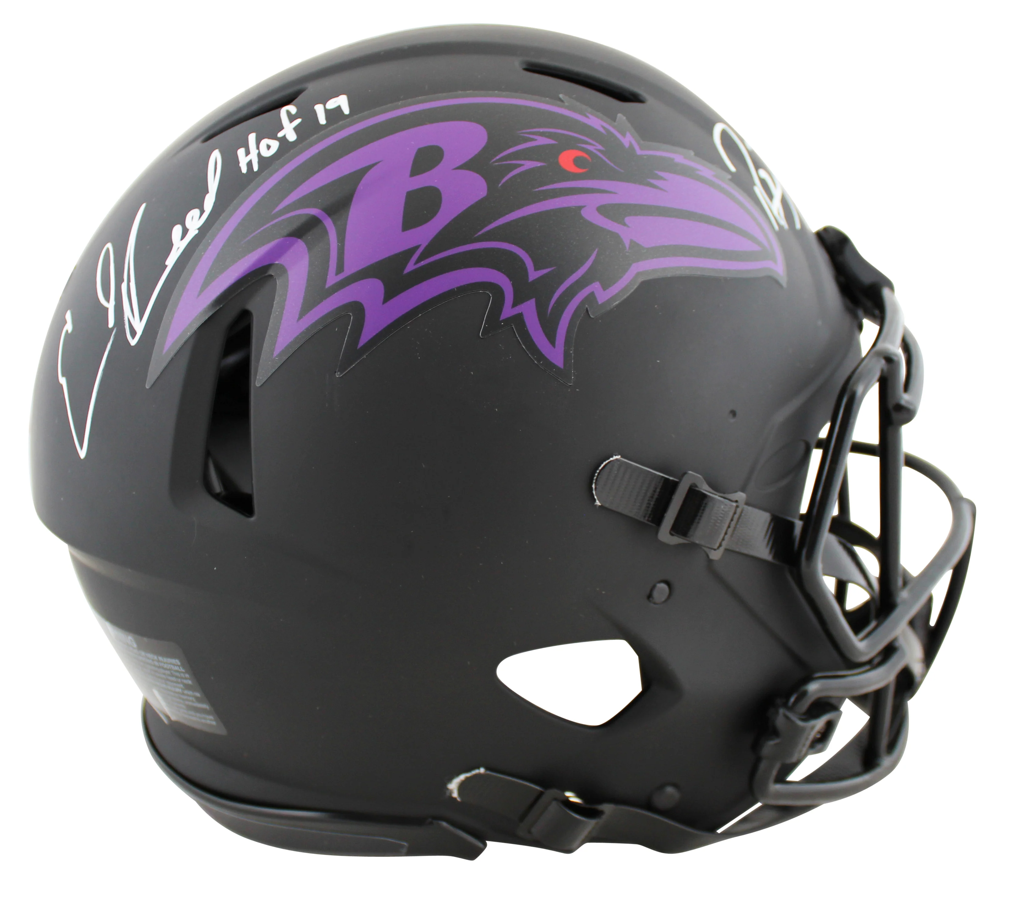 Ravens Ray Lewis & Ed Reed "HOF" Signed Eclipse F/S Speed Proline Helmet BAS - Image 4