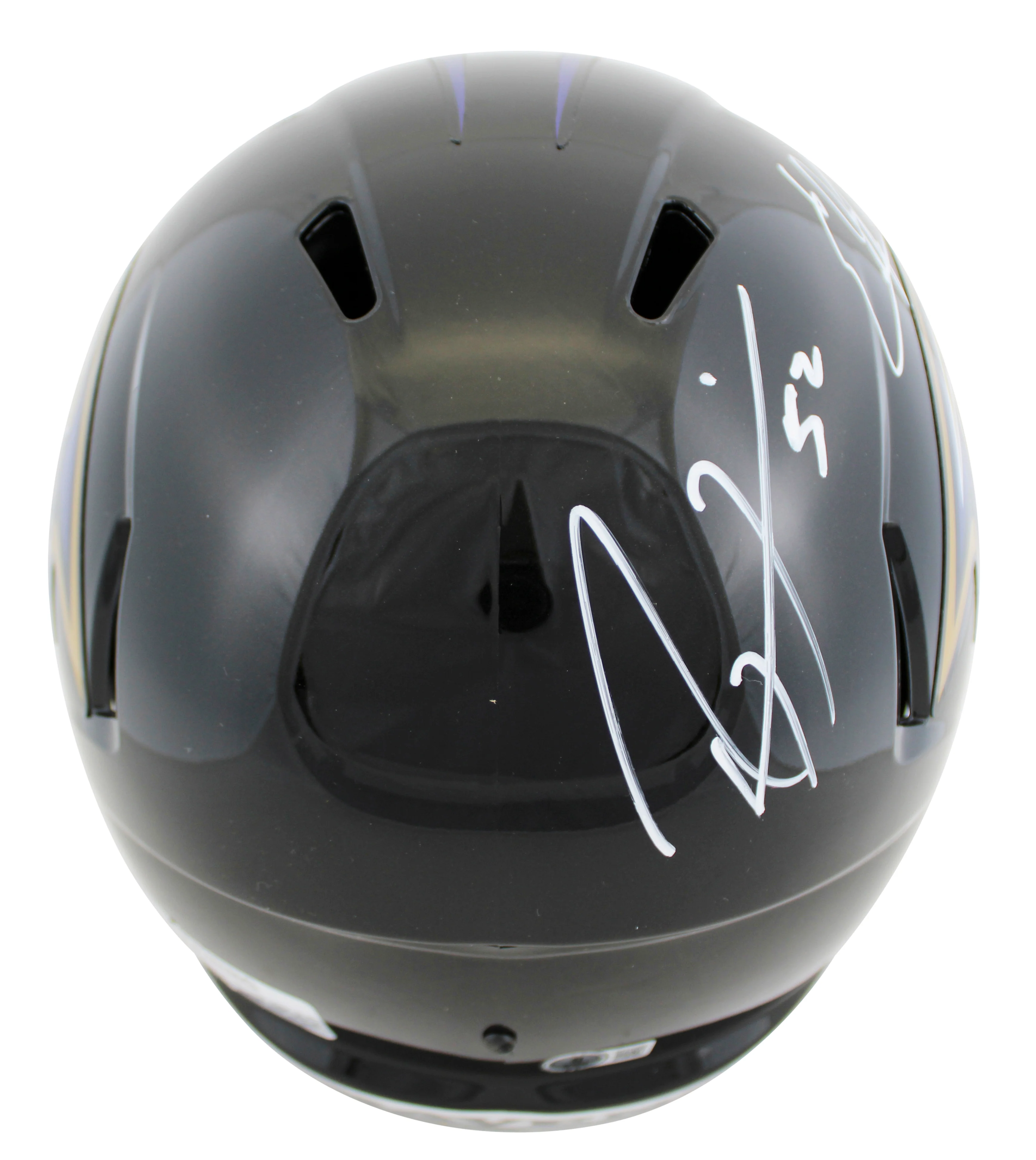 Ravens Ray Lewis & Ed Reed Signed Full Size Speed Rep Helmet BAS Witnessed 2 - Image 3