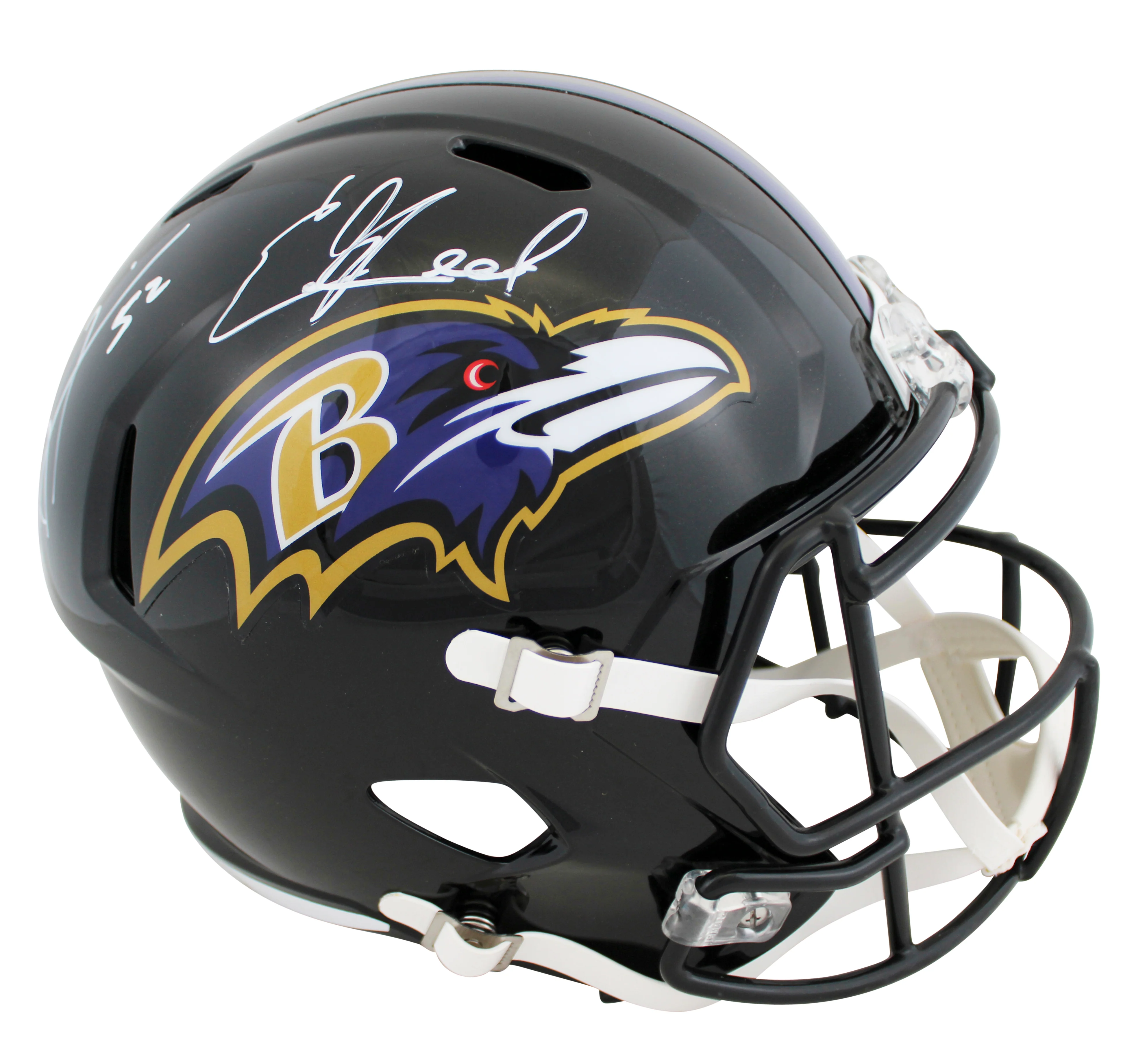 Ravens Ray Lewis & Ed Reed Signed Full Size Speed Rep Helmet w/ Case BAS Wit 2 - Image 3