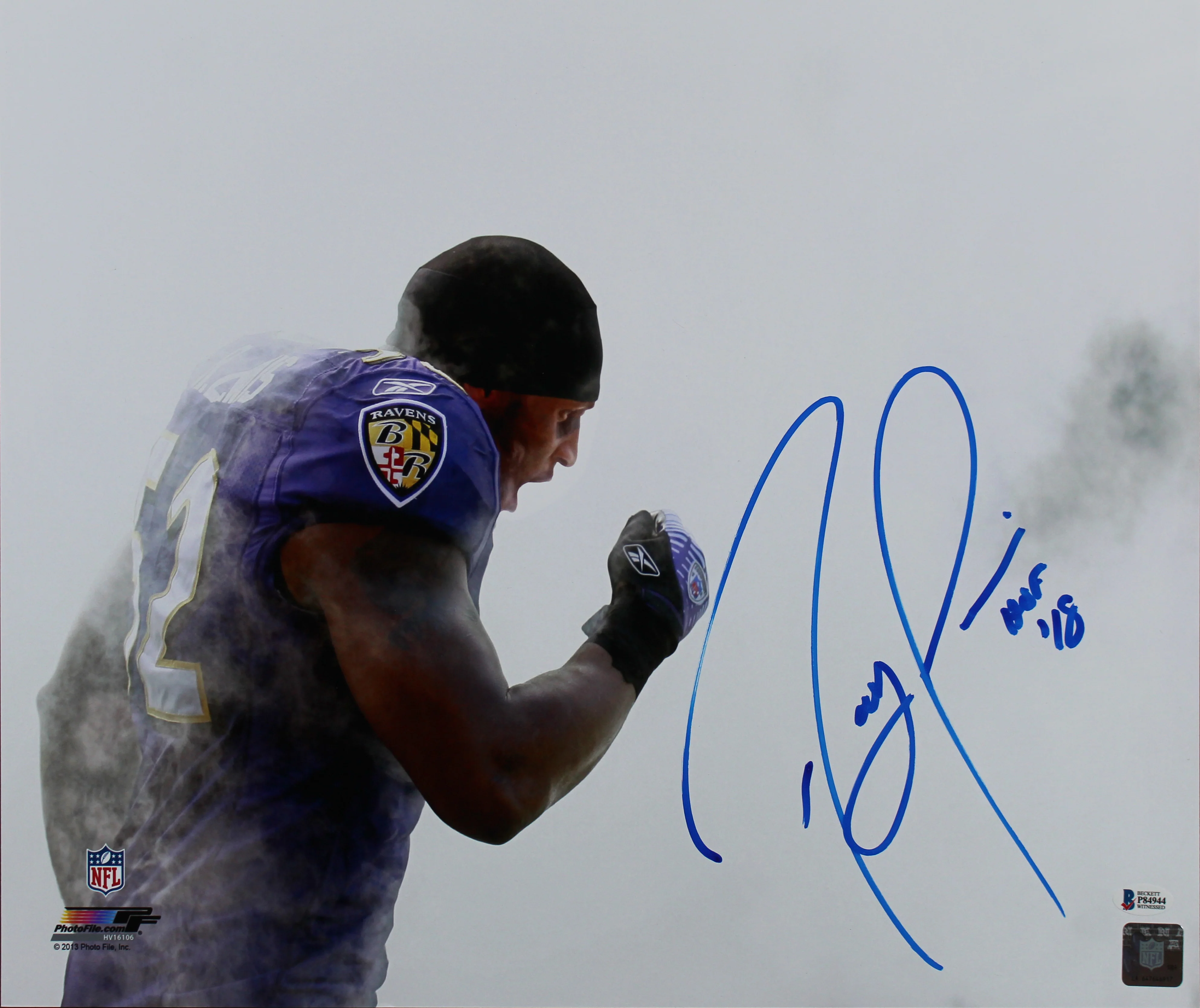 Ravens Ray Lewis "HOF 18" Authentic Signed 16x20 Photo BAS Witnessed #P84944 - Image 2
