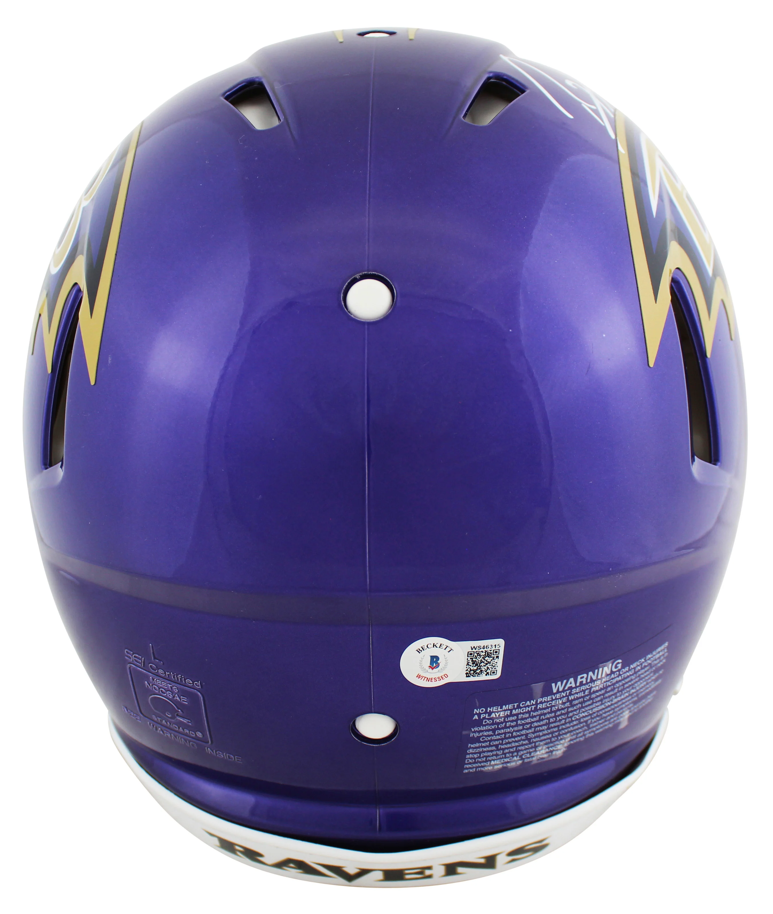Ravens Ray Lewis HOF 18 Signed Flash Full Size Speed Proline Helmet BAS Witness - Image 3