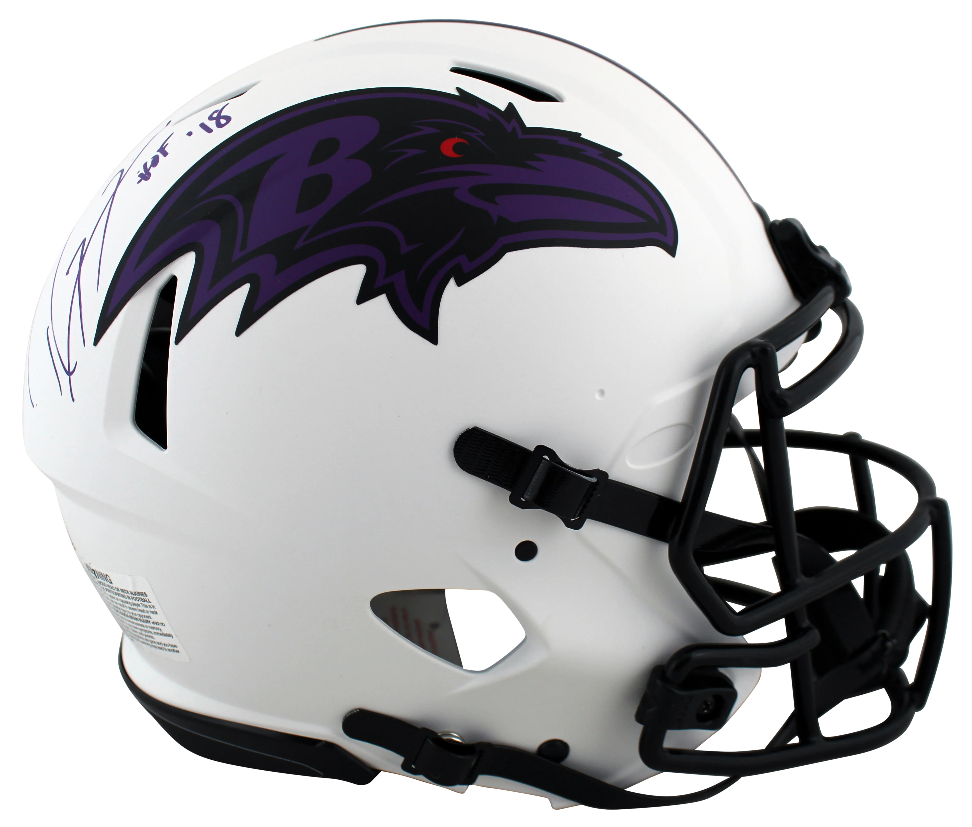 Ravens Ray Lewis HOF 18 Signed Lunar Full Size Speed Proline Helmet BAS Witness - Image 3