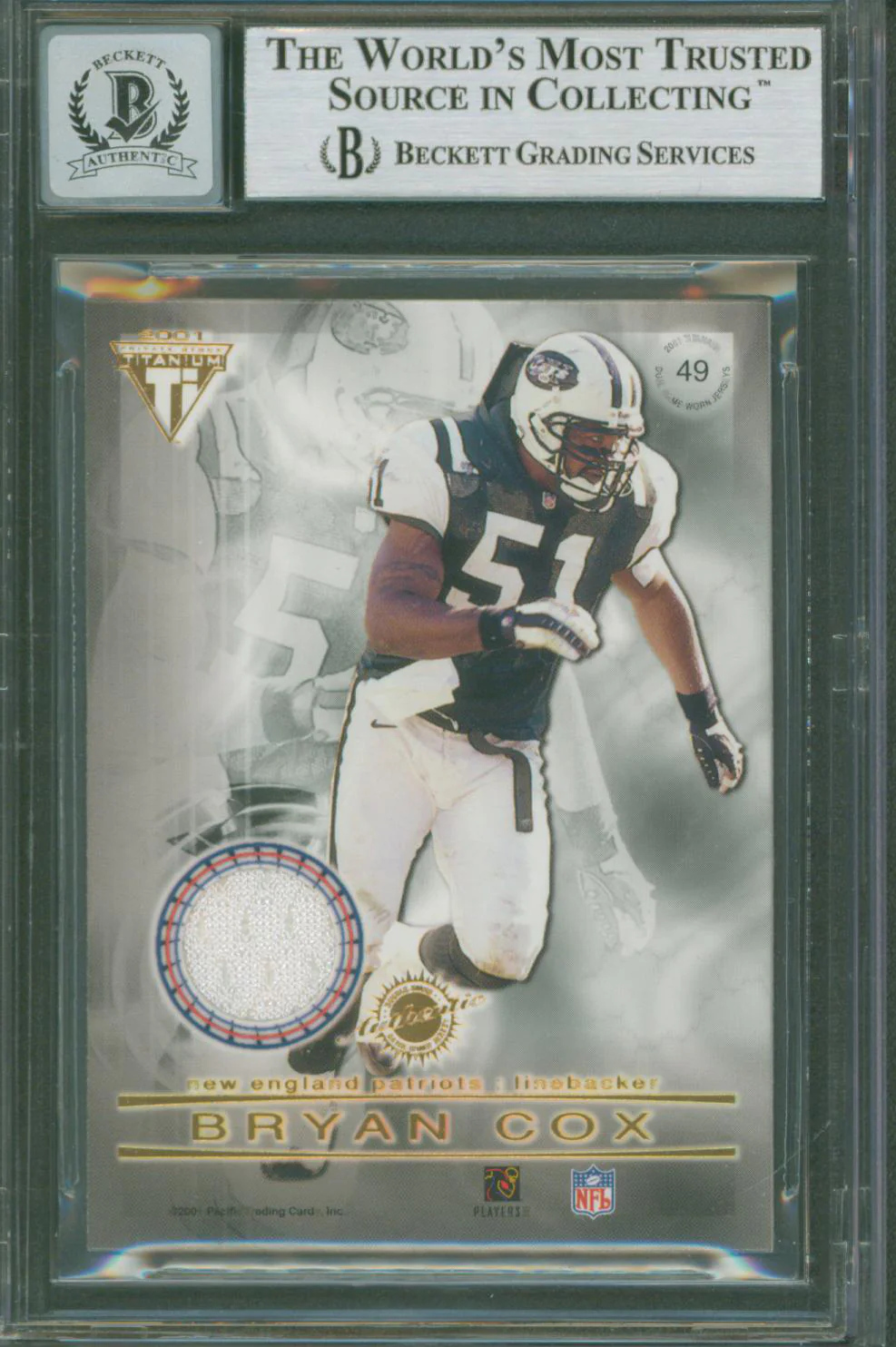 Ravens Ray Lewis Signed 2001 Titanium 2 Sided Jerseys #49 Card Auto 10! BAS Slab - Image 3