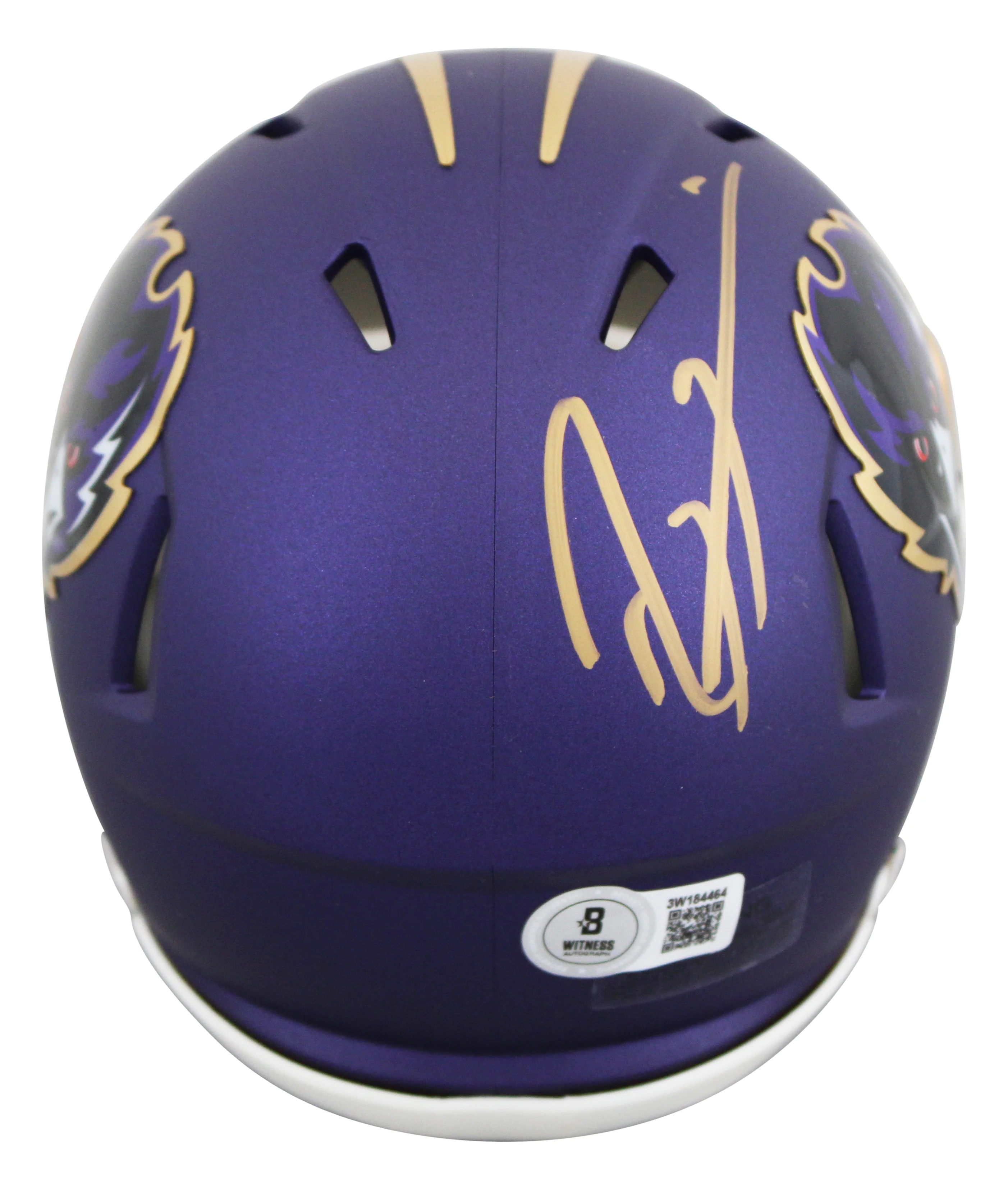 Ravens Ray Lewis Signed 2024 Alt Speed Mini Helmet W/ Case w/ Gold Sig BAS Wit - Image 4