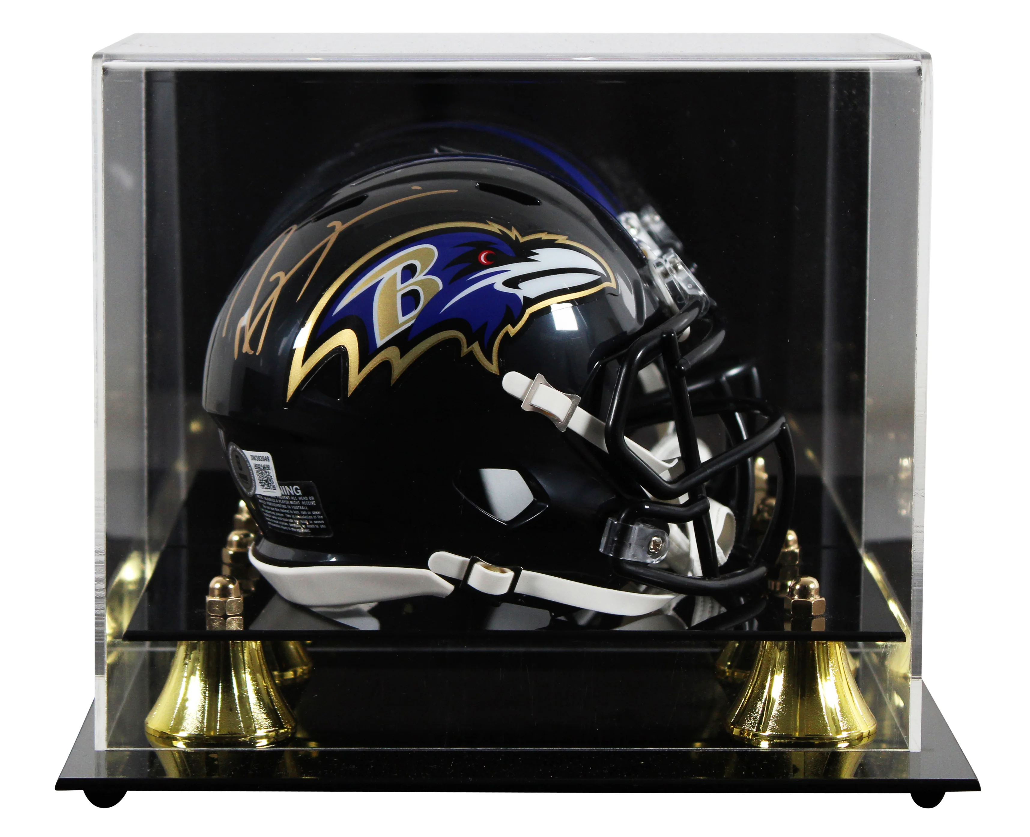 Ravens Ray Lewis Signed Speed Mini Helmet W/ Case w/ Gold Sig BAS Witnessed - Image 2