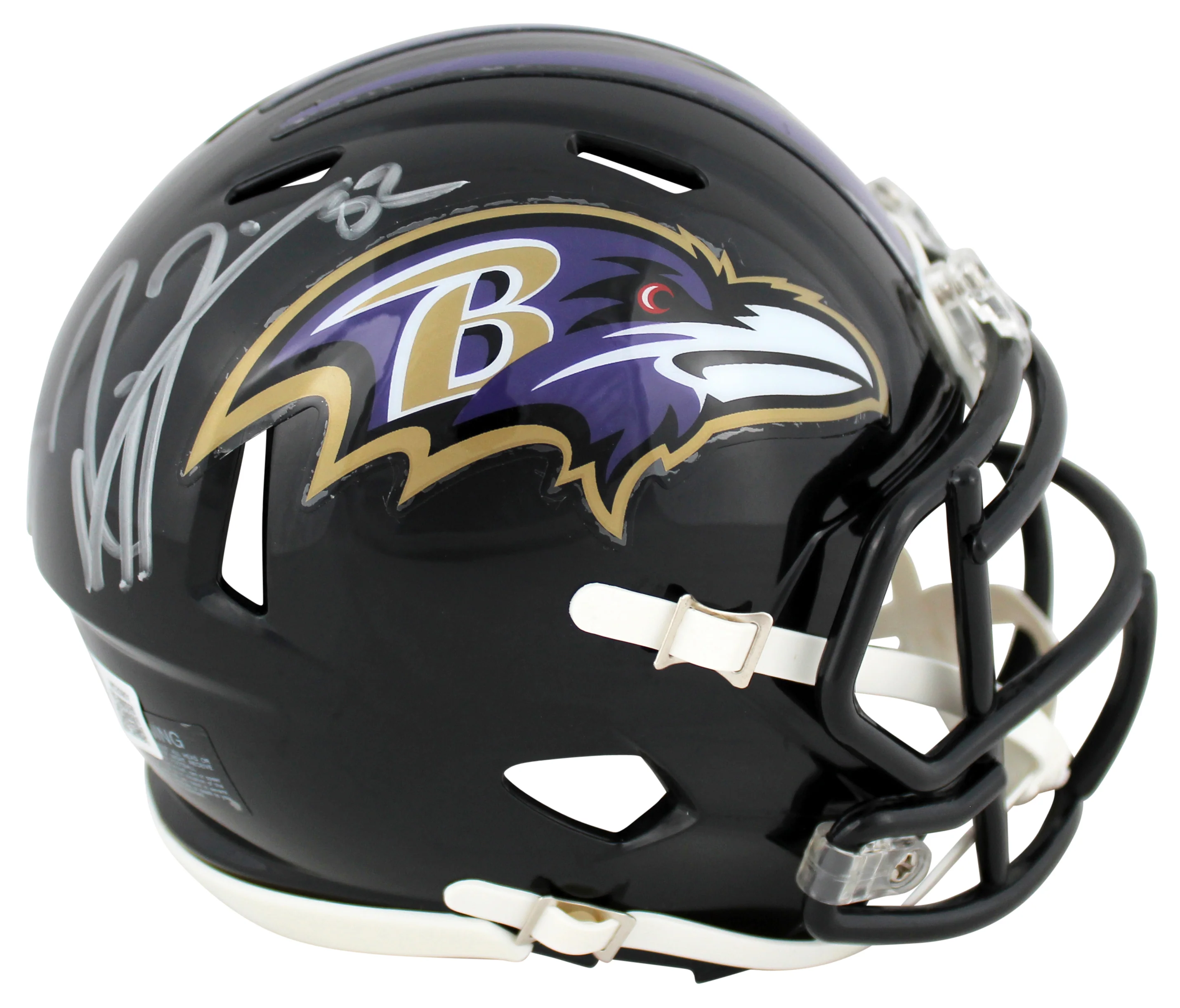 Ravens Ray Lewis Signed Speed Mini Helmet w/ Silver Sig W/ Case BAS Witnessed - Image 3