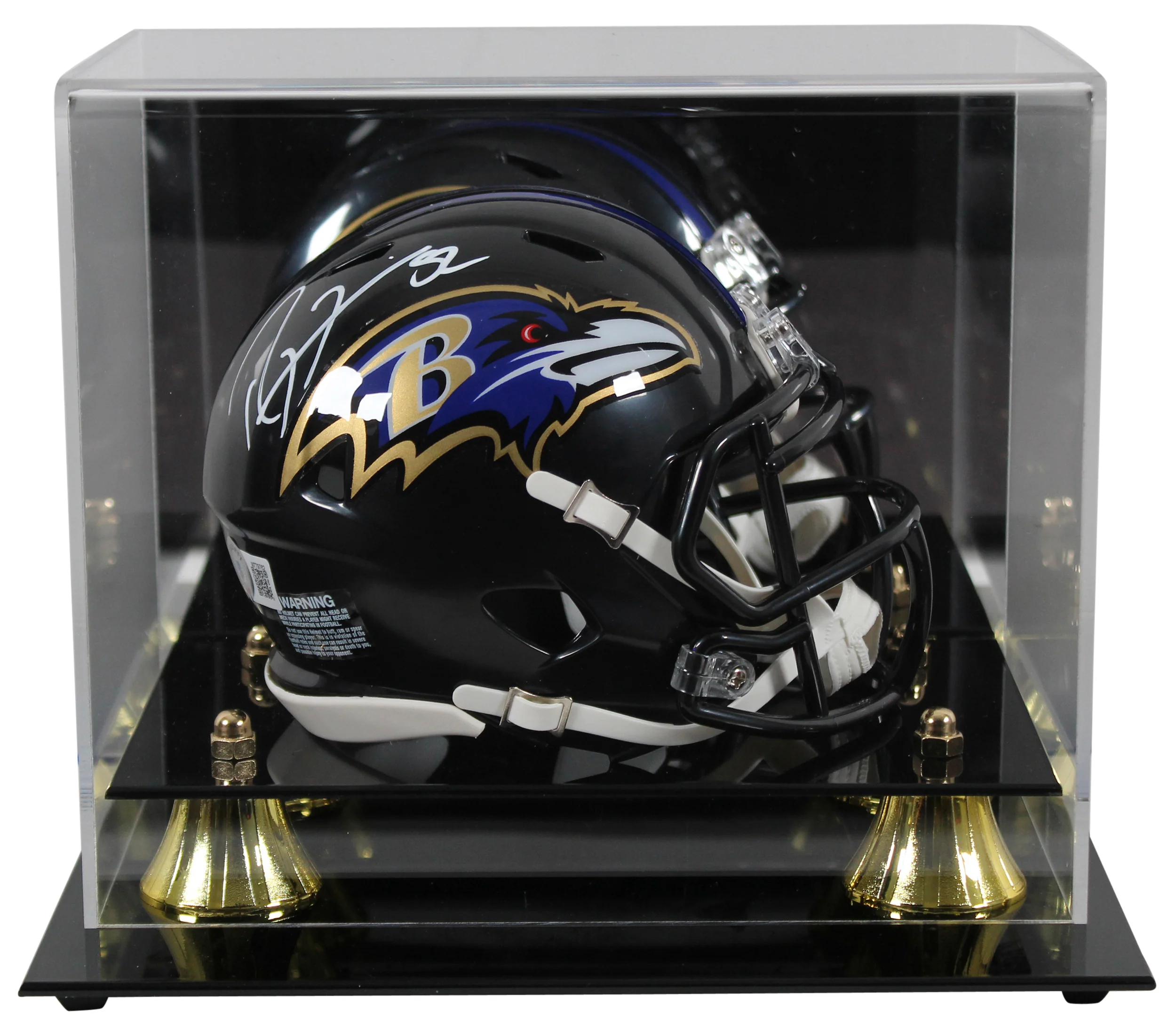 Ravens Ray Lewis Signed Speed Mini Helmet w/ White Sig w/ Case BAS Wit - Image 2