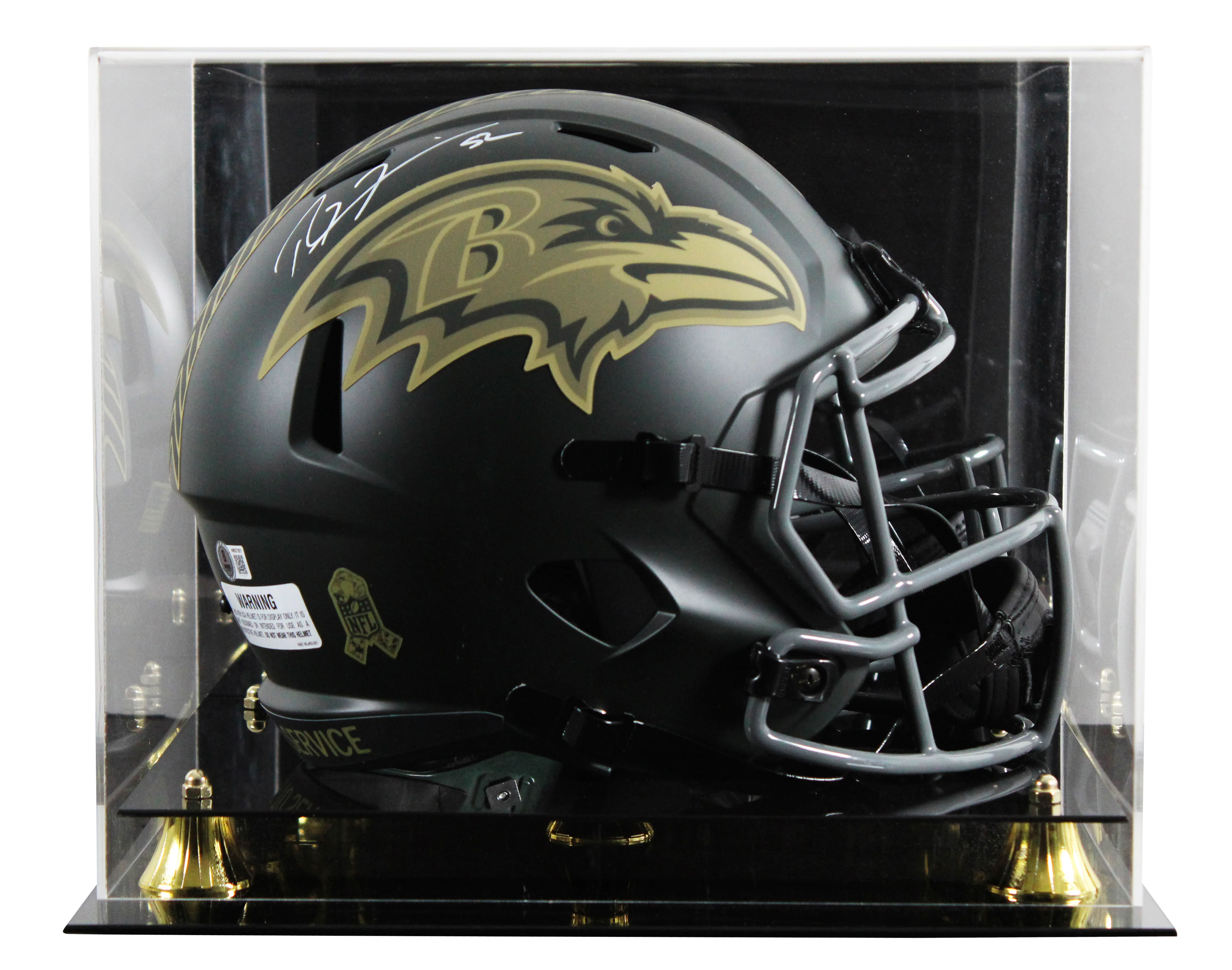 Ravens Ray Lewis Signed STS IV Full Size Speed Rep Helmet W/ Case BAS Witnessed - Image 2