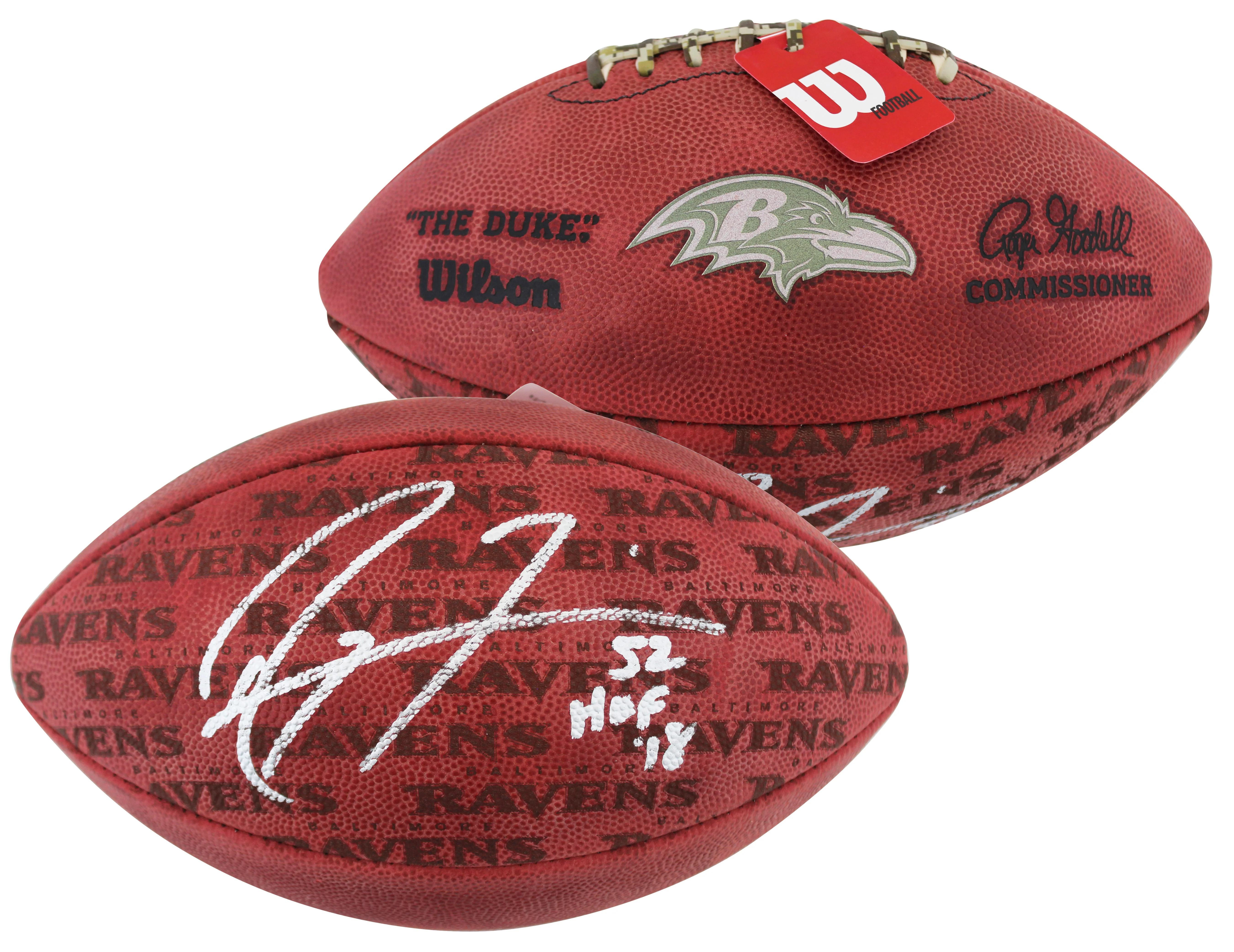 Ravens Ray Lewis Signed "The Duke" Team Showcase Football W/ Case BAS Witnessed - Image 3