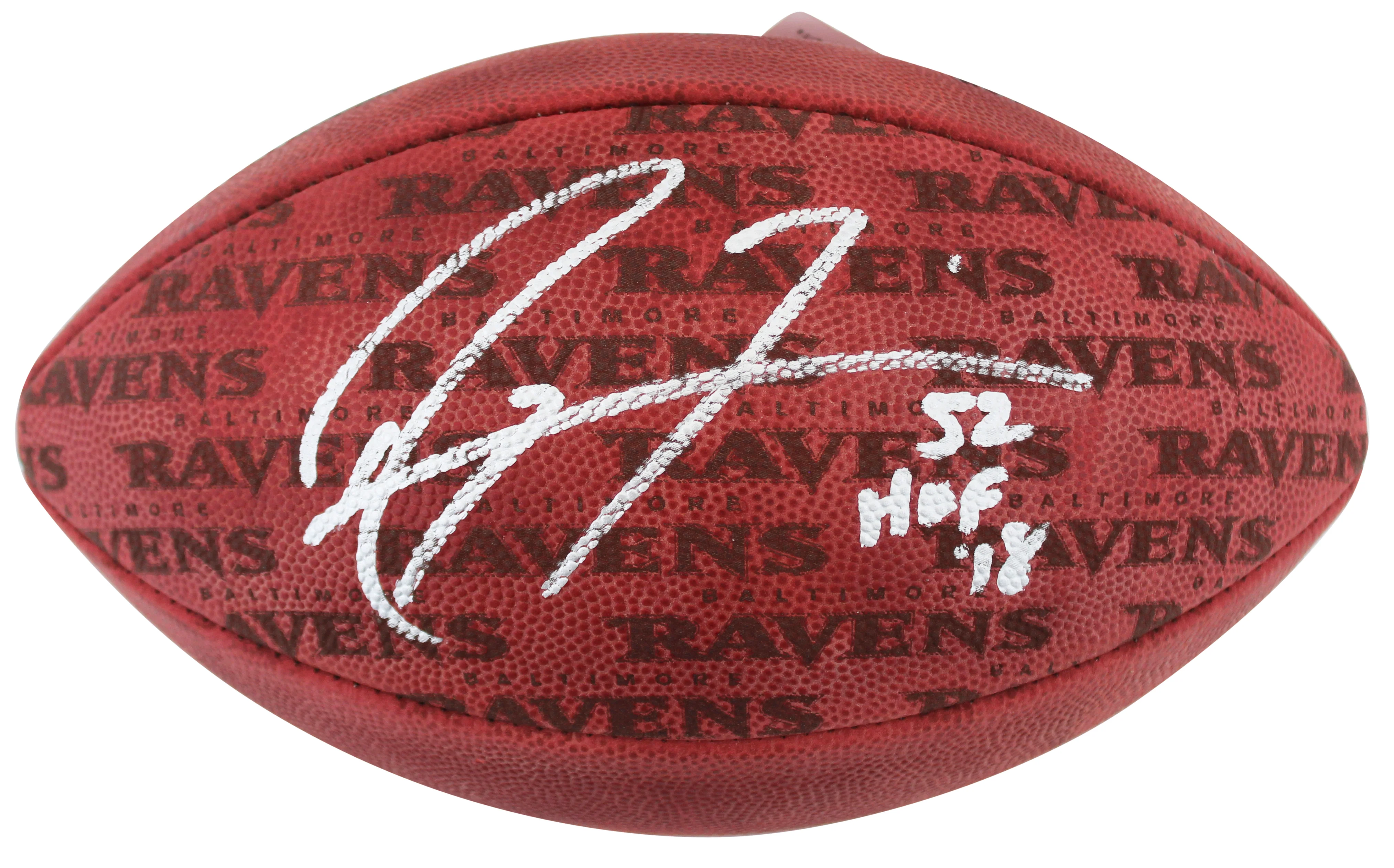 Ravens Ray Lewis Signed "The Duke" Team Showcase Football W/ Case BAS Witnessed - Image 4