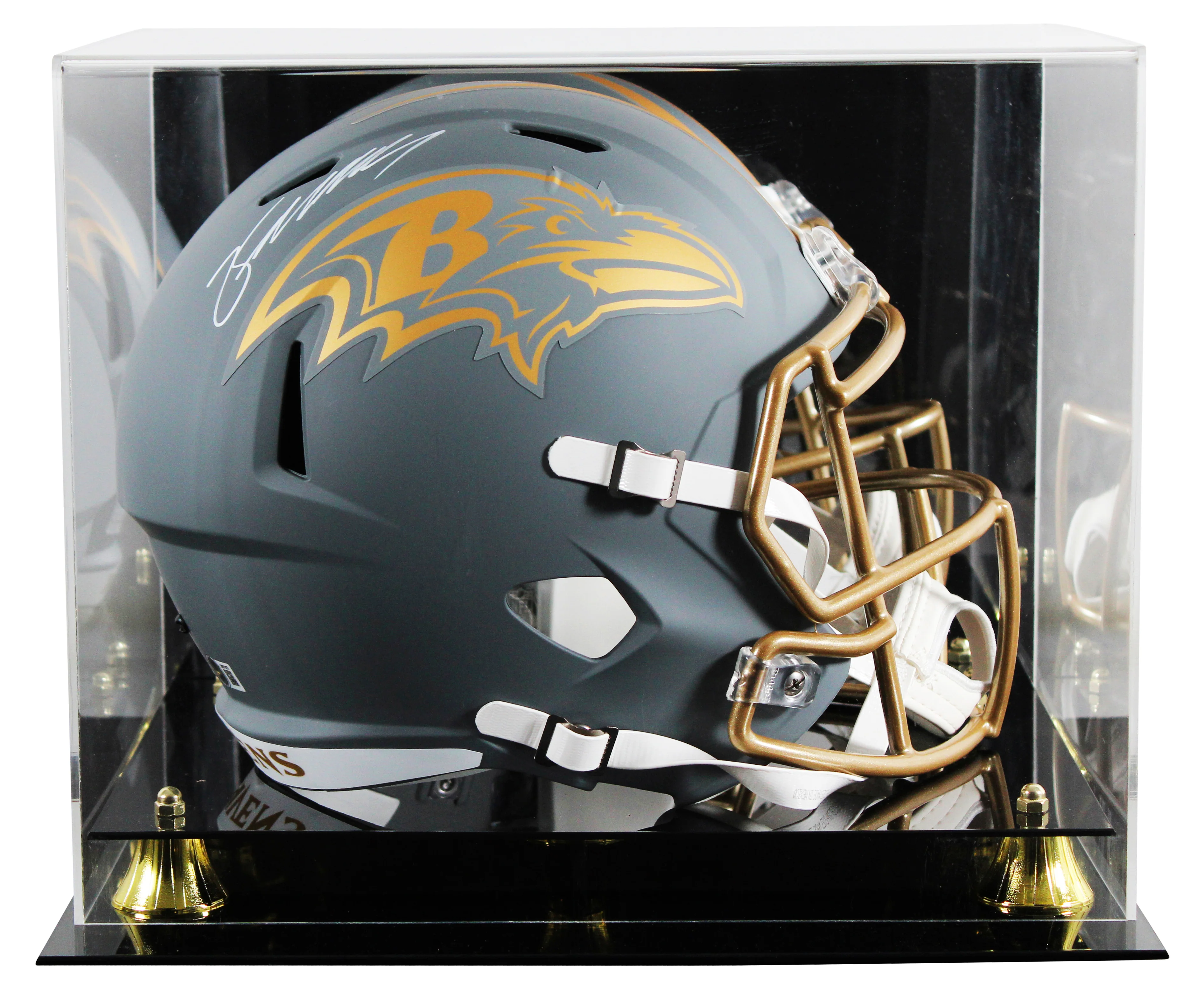 Ravens Zay Flowers Signed Slate Full Size Speed Rep Helmet W/ Case BAS Witnessed - Image 2
