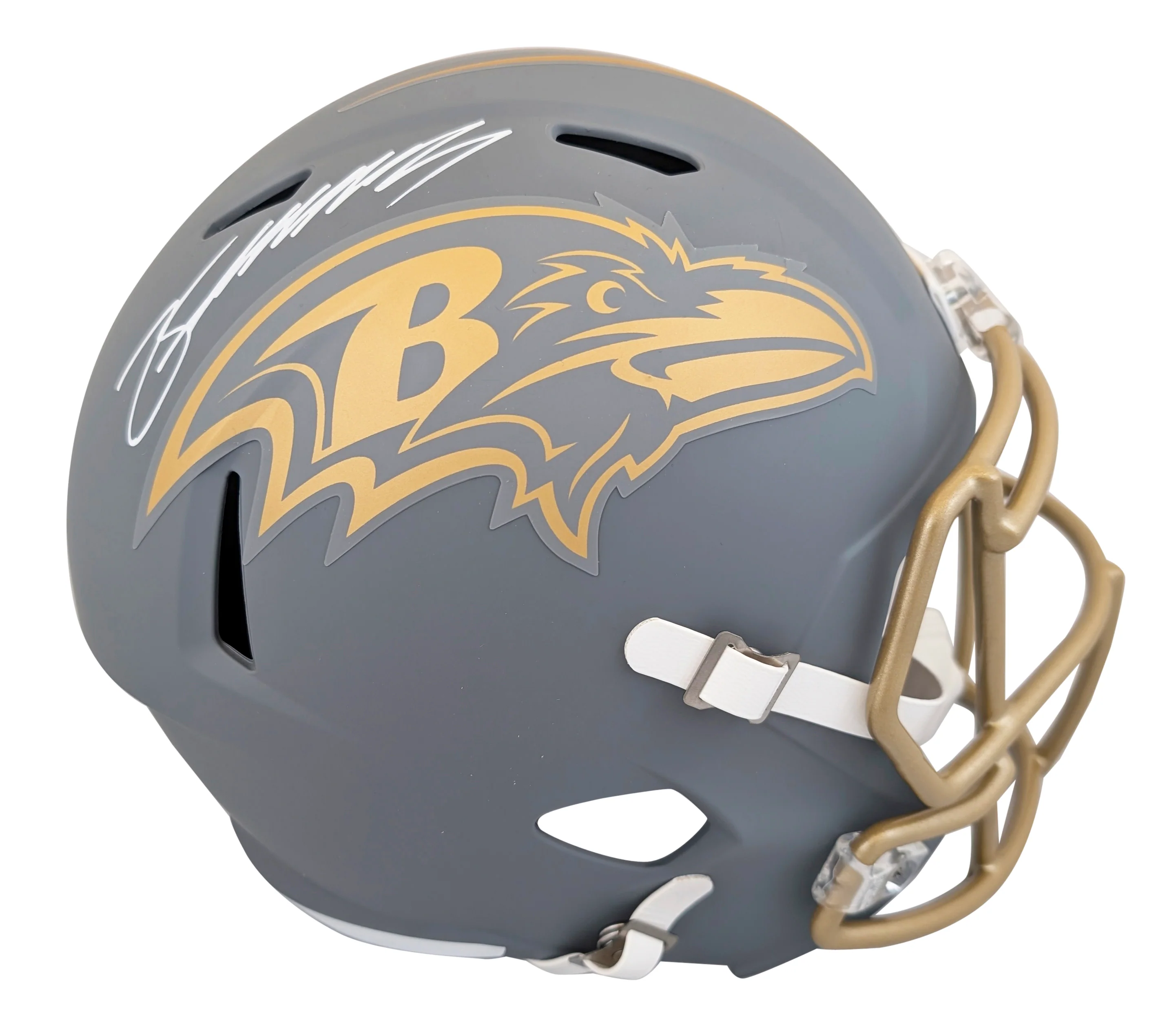 Ravens Zay Flowers Signed Slate Full Size Speed Rep Helmet W/ Case BAS Witnessed - Image 3