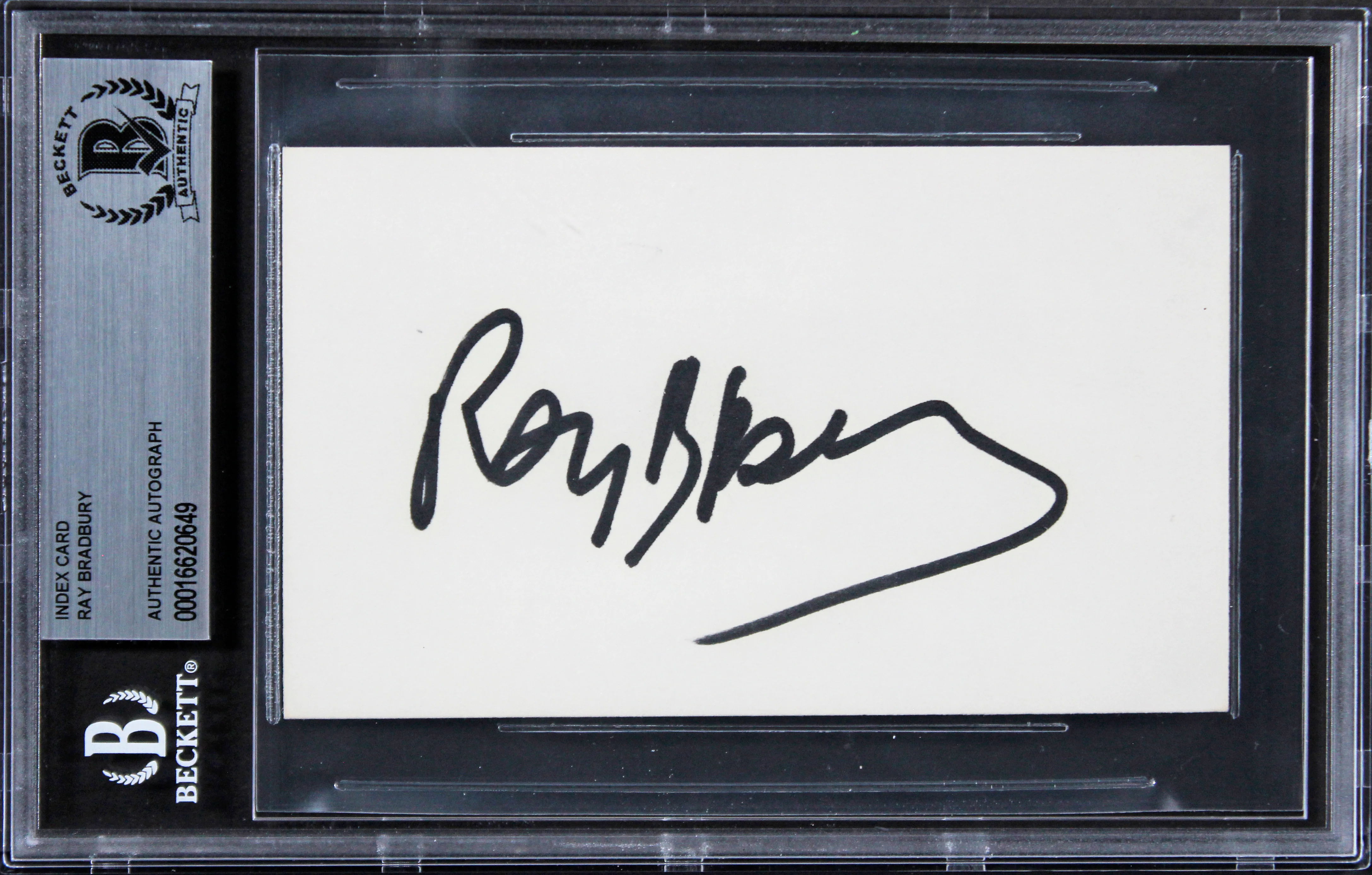 Ray Bradbury Fahrenheit 451 Authentic Signed 3x5 Index Card BAS Slabbed 3 - Image 2