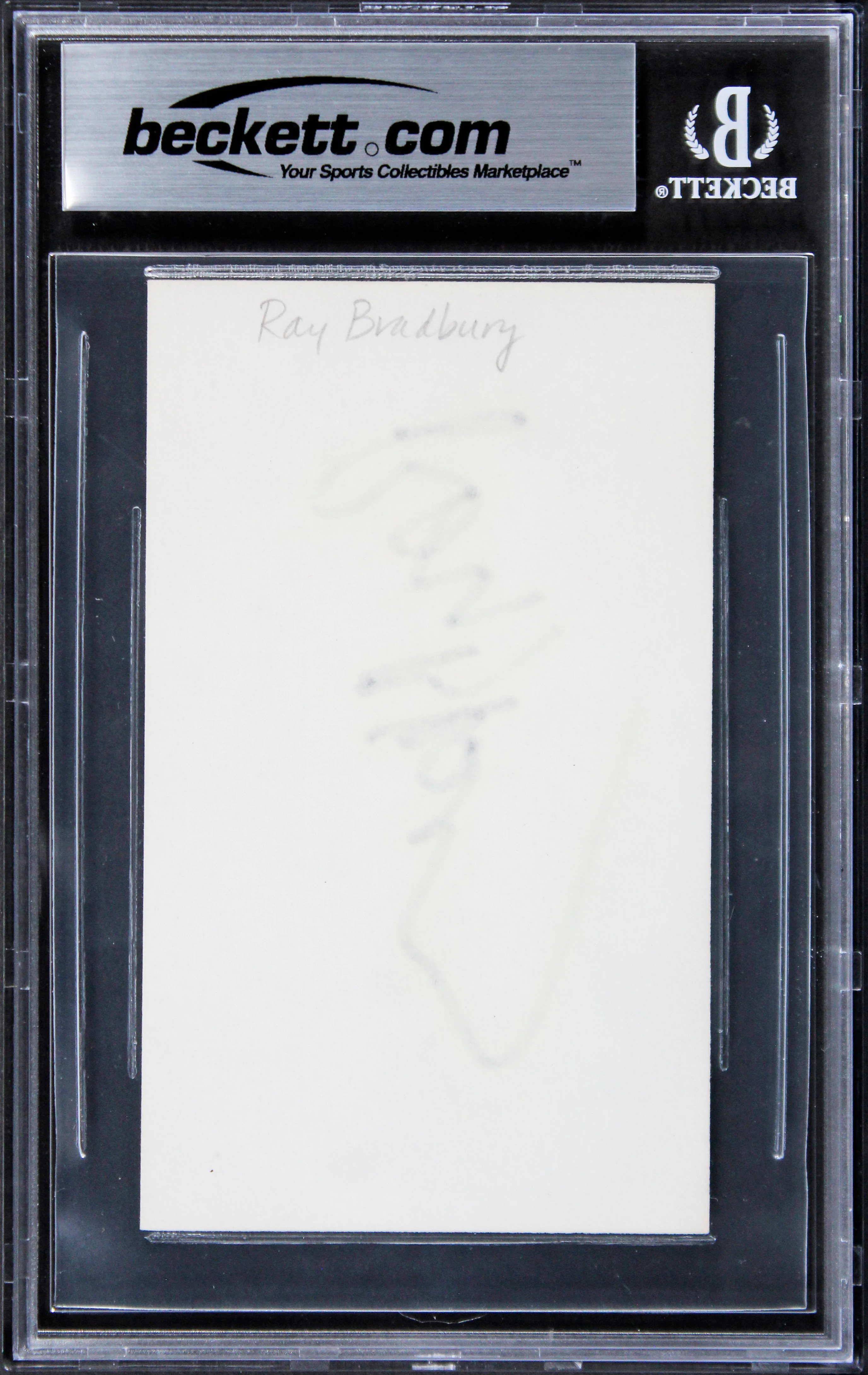 Ray Bradbury Fahrenheit 451 Authentic Signed 3x5 Index Card BAS Slabbed 3 - Image 3