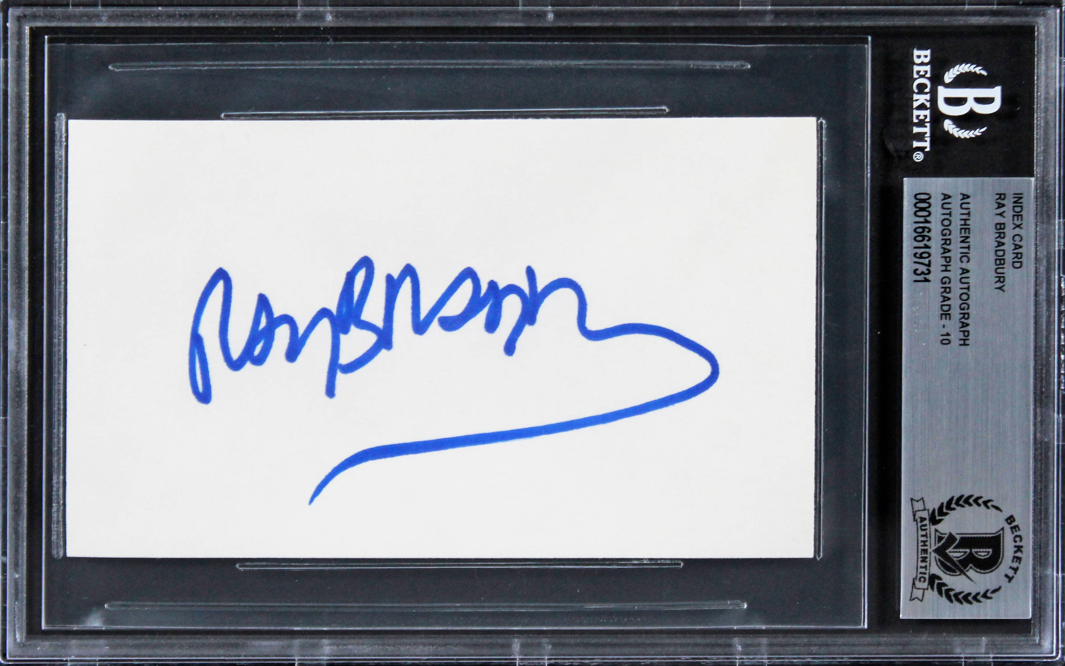 Ray Bradbury Fahrenheit 451 Signed 3x5 Index Card Auto Graded 10! BAS Slabbed - Image 2